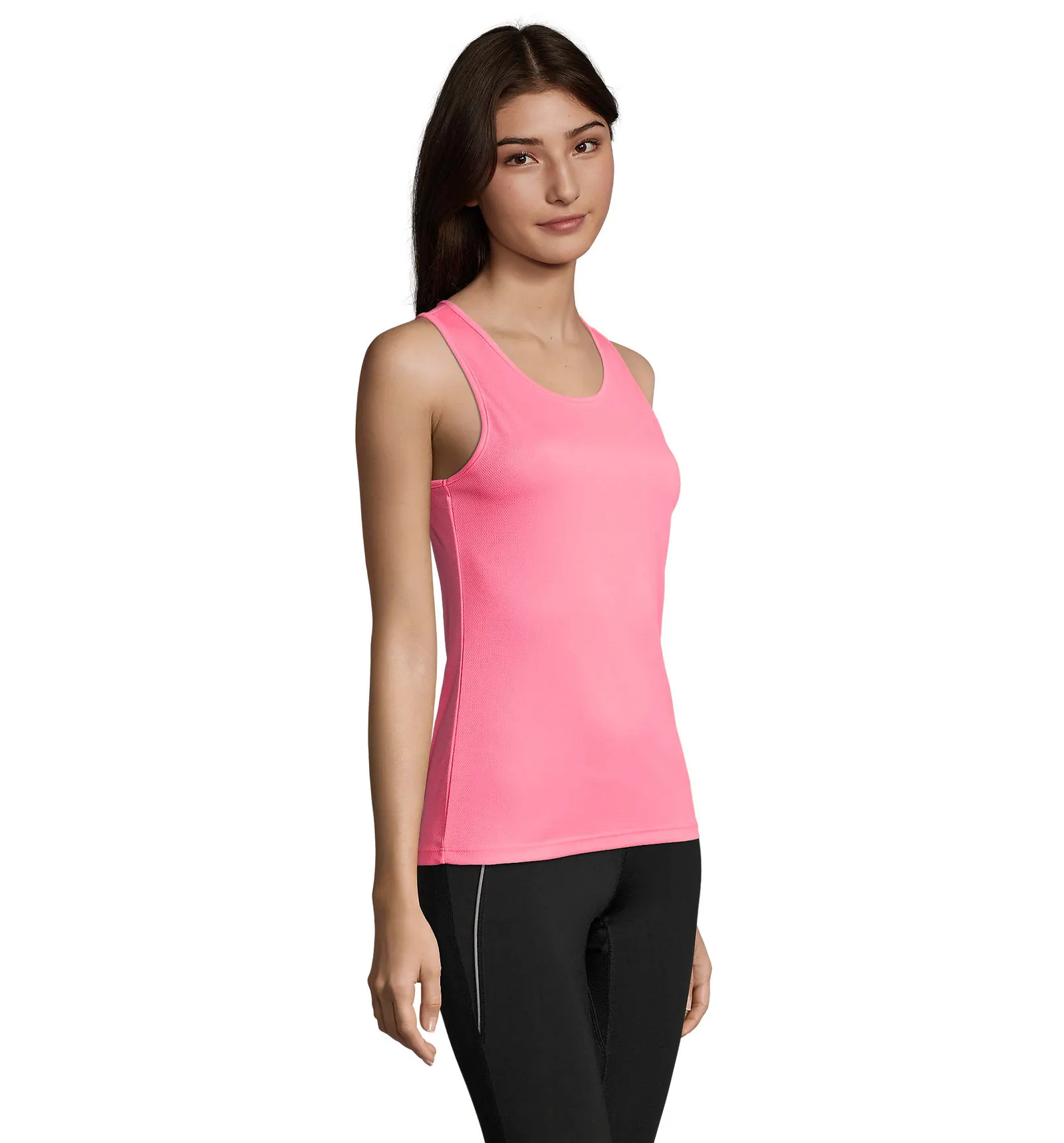 Canotta SOL'S Sporty TT Women, Neon pink 2, su modello, lato