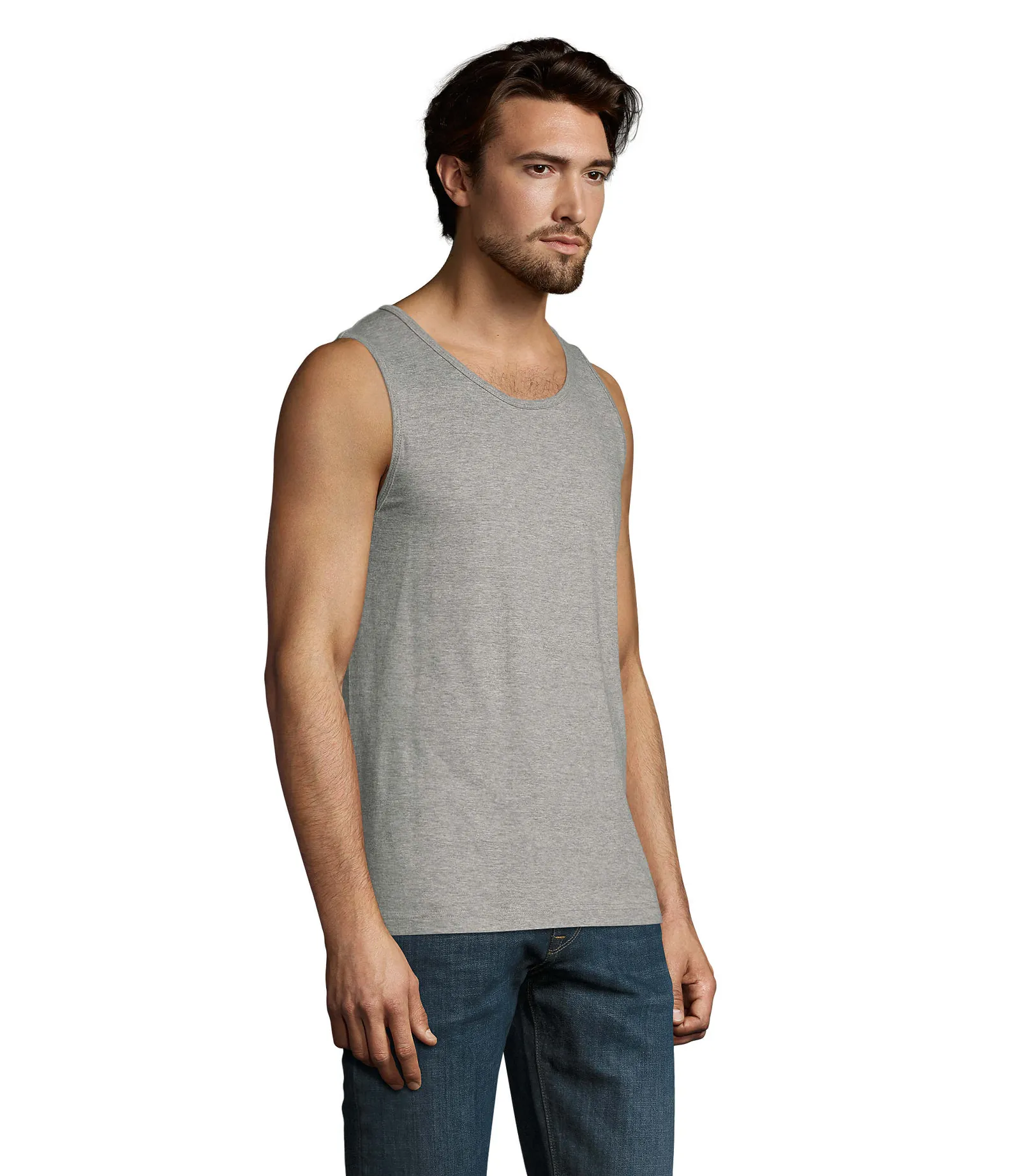 Canotta SOL'S Justin, Grey melange, su modello, lato