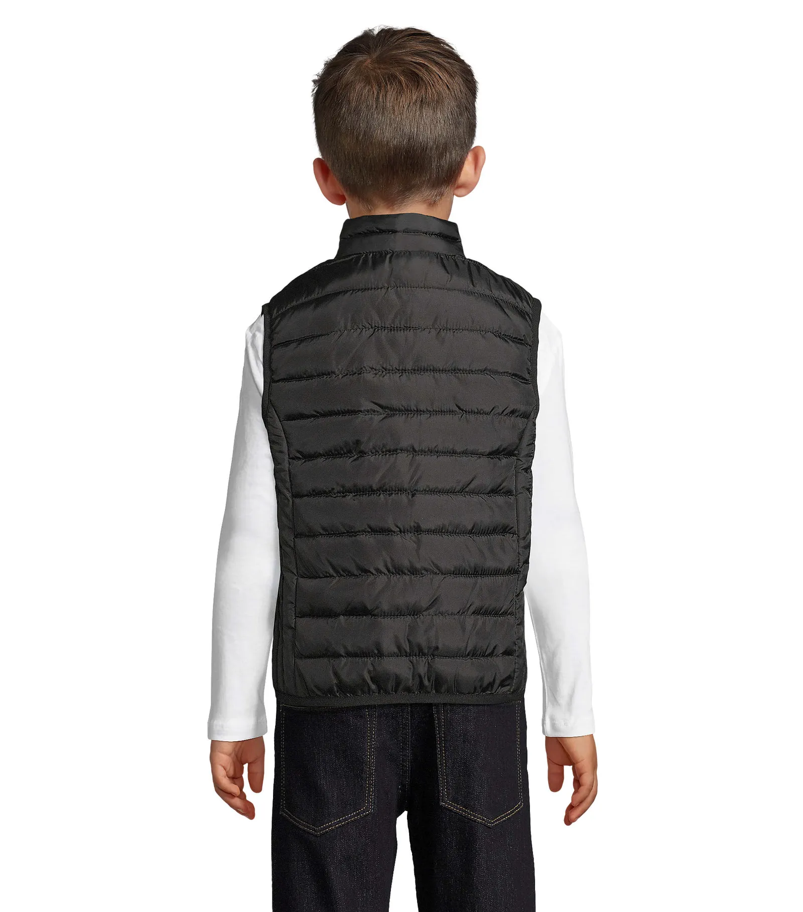 Gilet SOL'S Stream BW Kids, Black, su modello, retro
