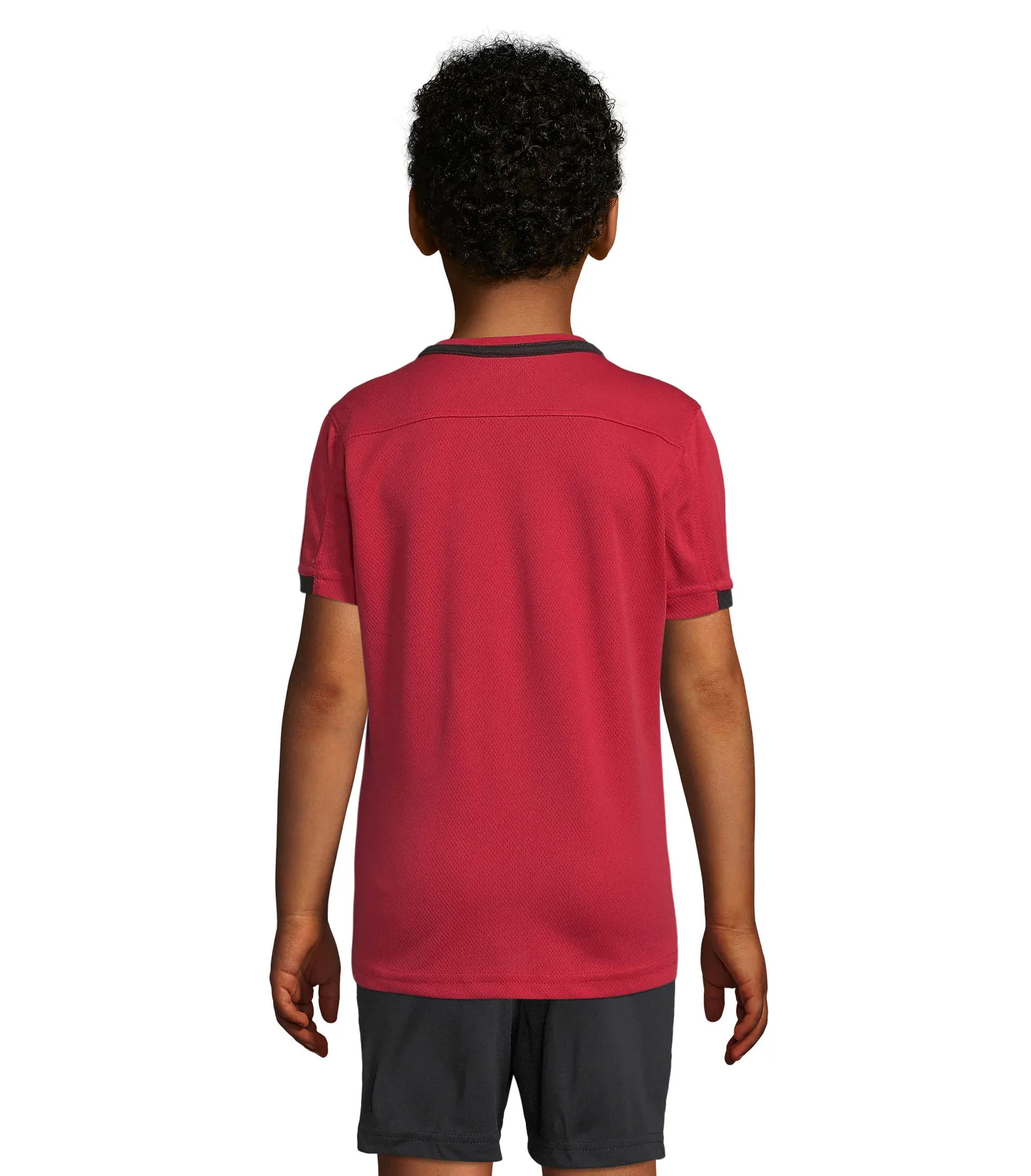 T-shirt tecnica SOL'S Classico Kids, Red/black, su modello, retro
