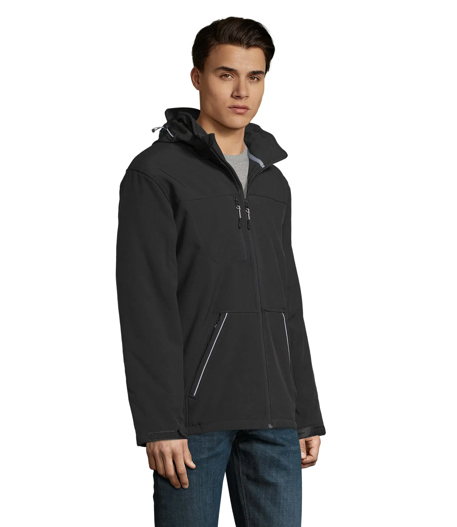 Softshell SOL'S Rock Men, Black, su modello, lato