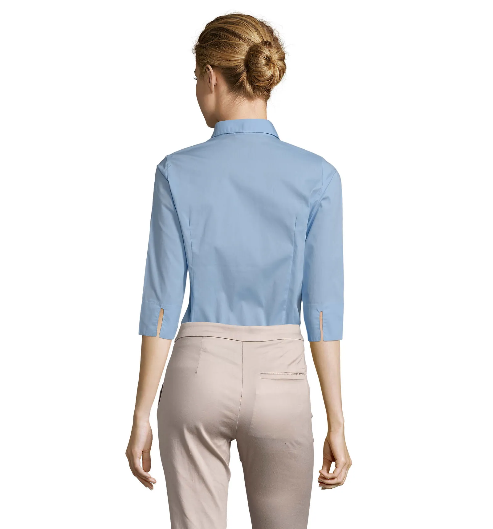 Camicia manica 3/4 SOL'S Effect, Bright sky, su modello, retro