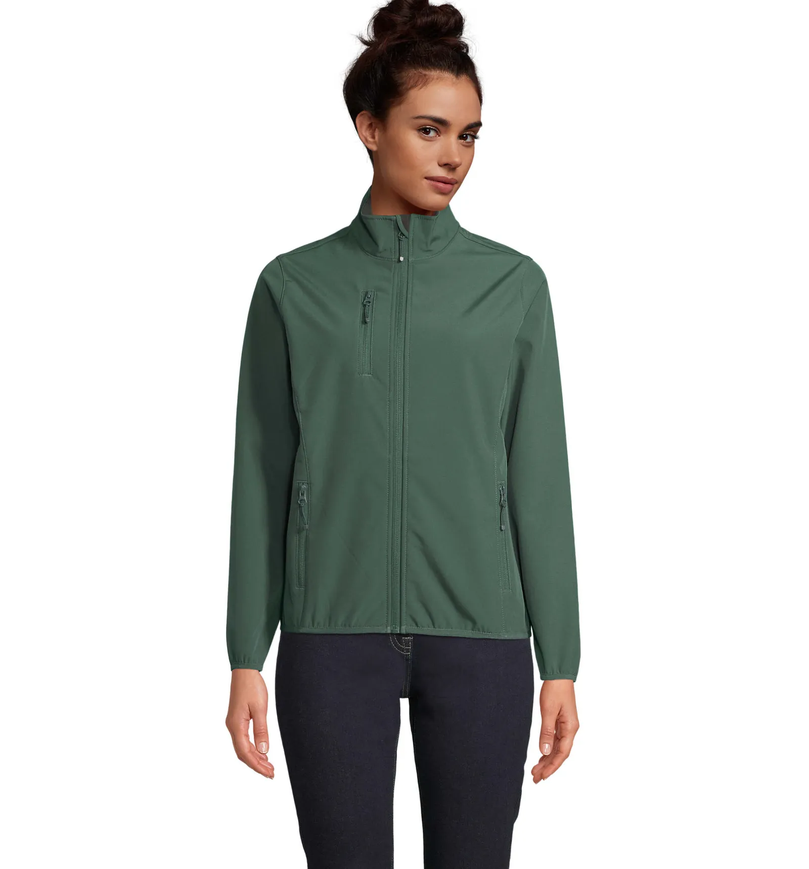 Softshell SOL'S Falcon Women, Forest green, su modello, fronte