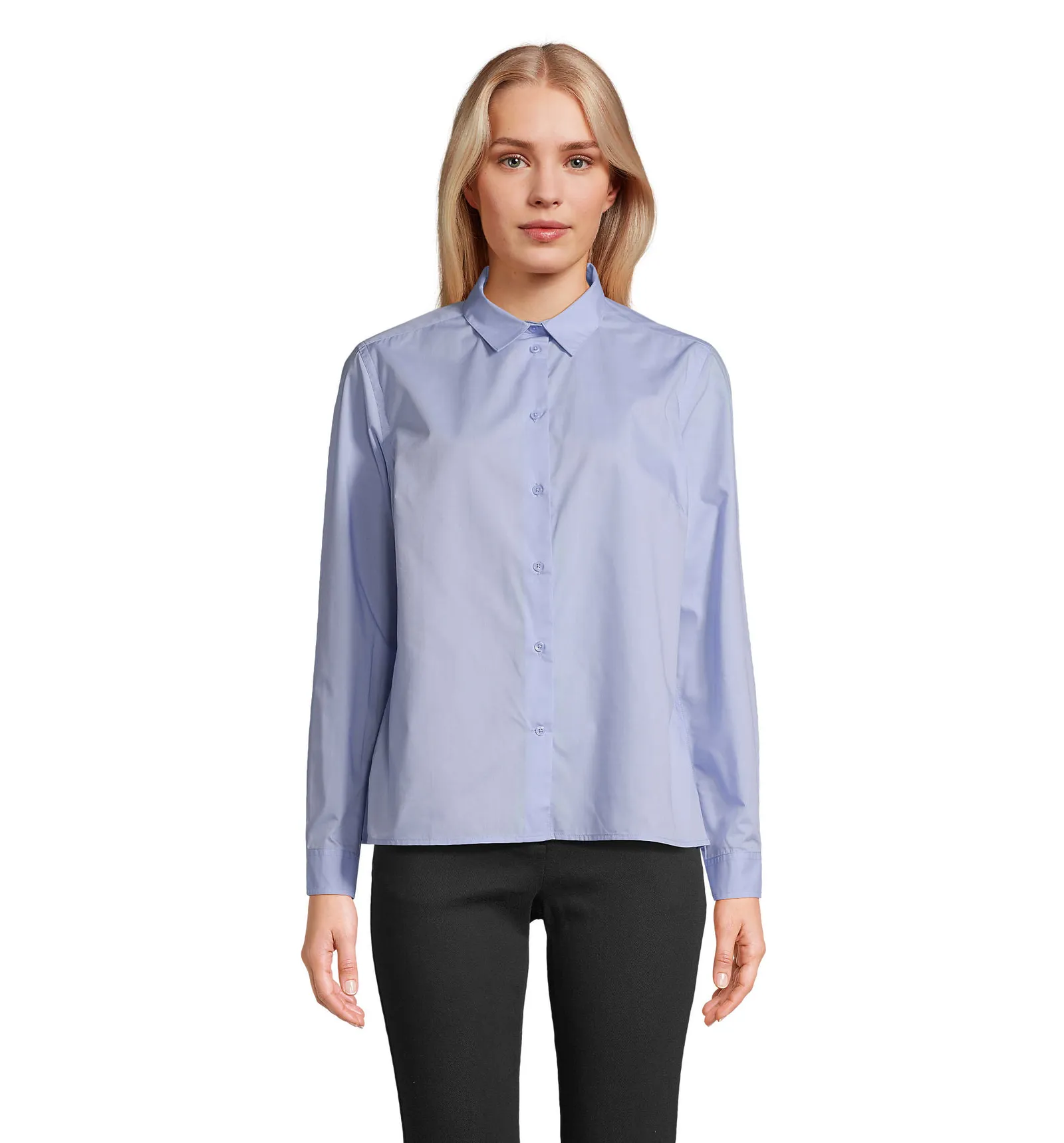 Camicia manica lunga SOL'S Bailey Women, Sky blue, su modello, fronte