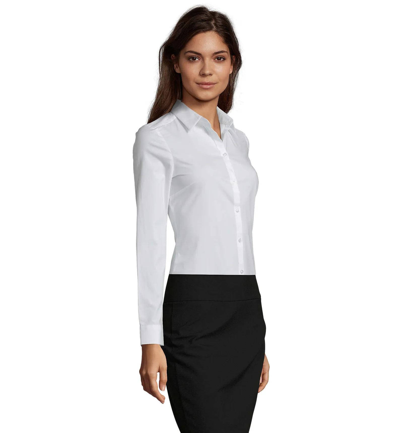 Camicia manica lunga SOL'S Blake Women, White, su modello, lato