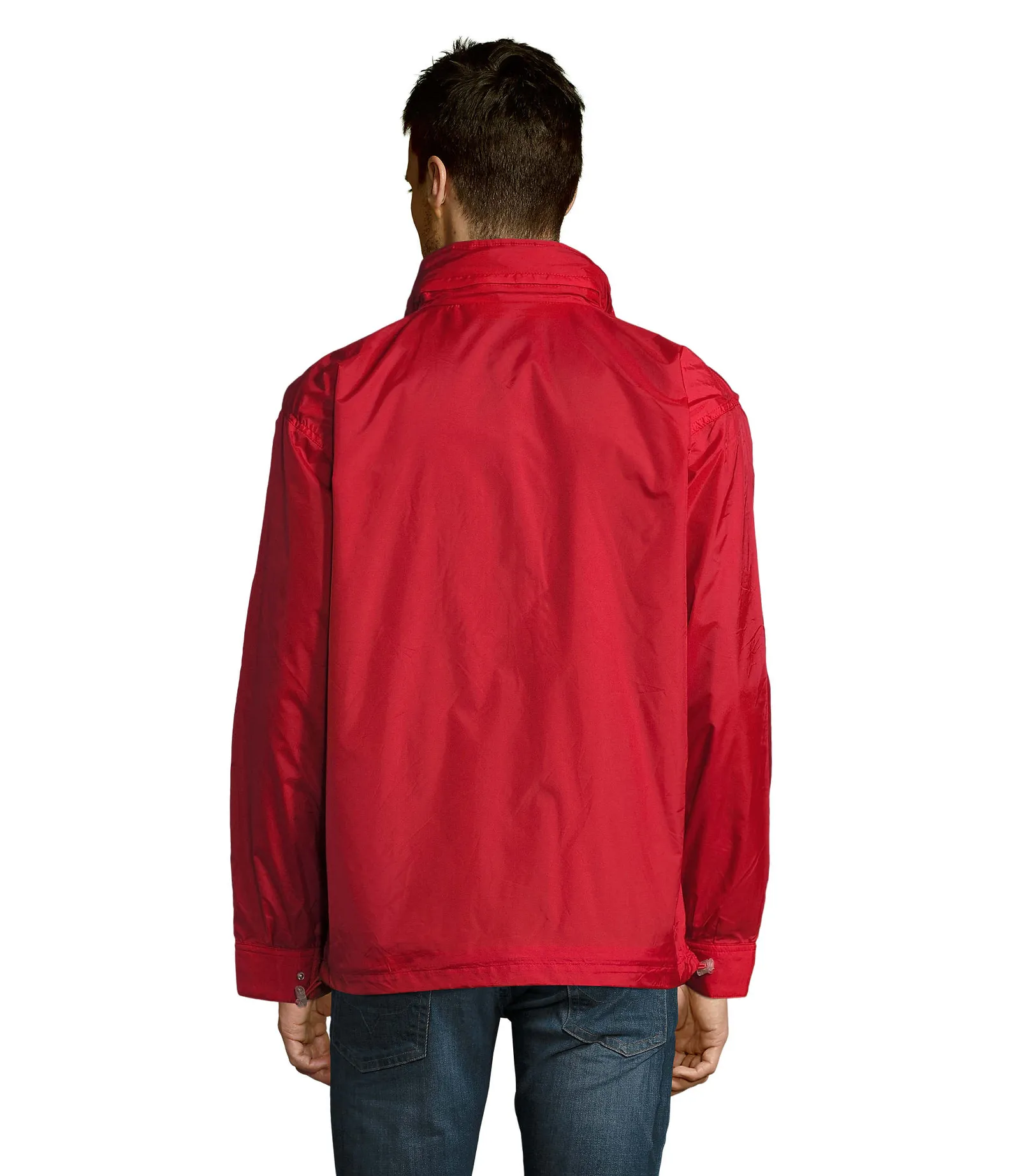 Giacca antivento SOL'S Mistral, Red, su modello, retro