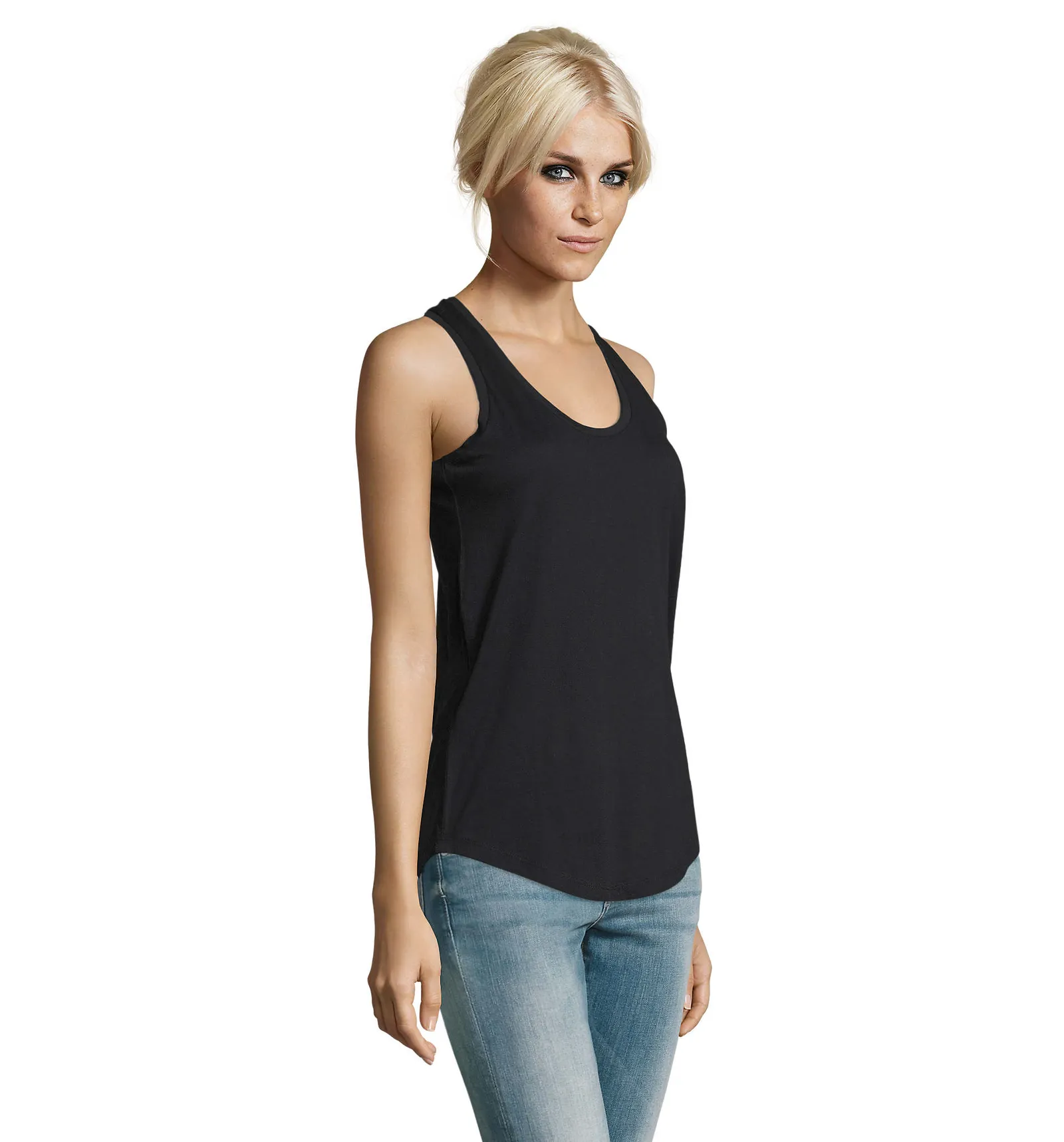 Canotta SOL'S Moka, Deep black, su modello, lato