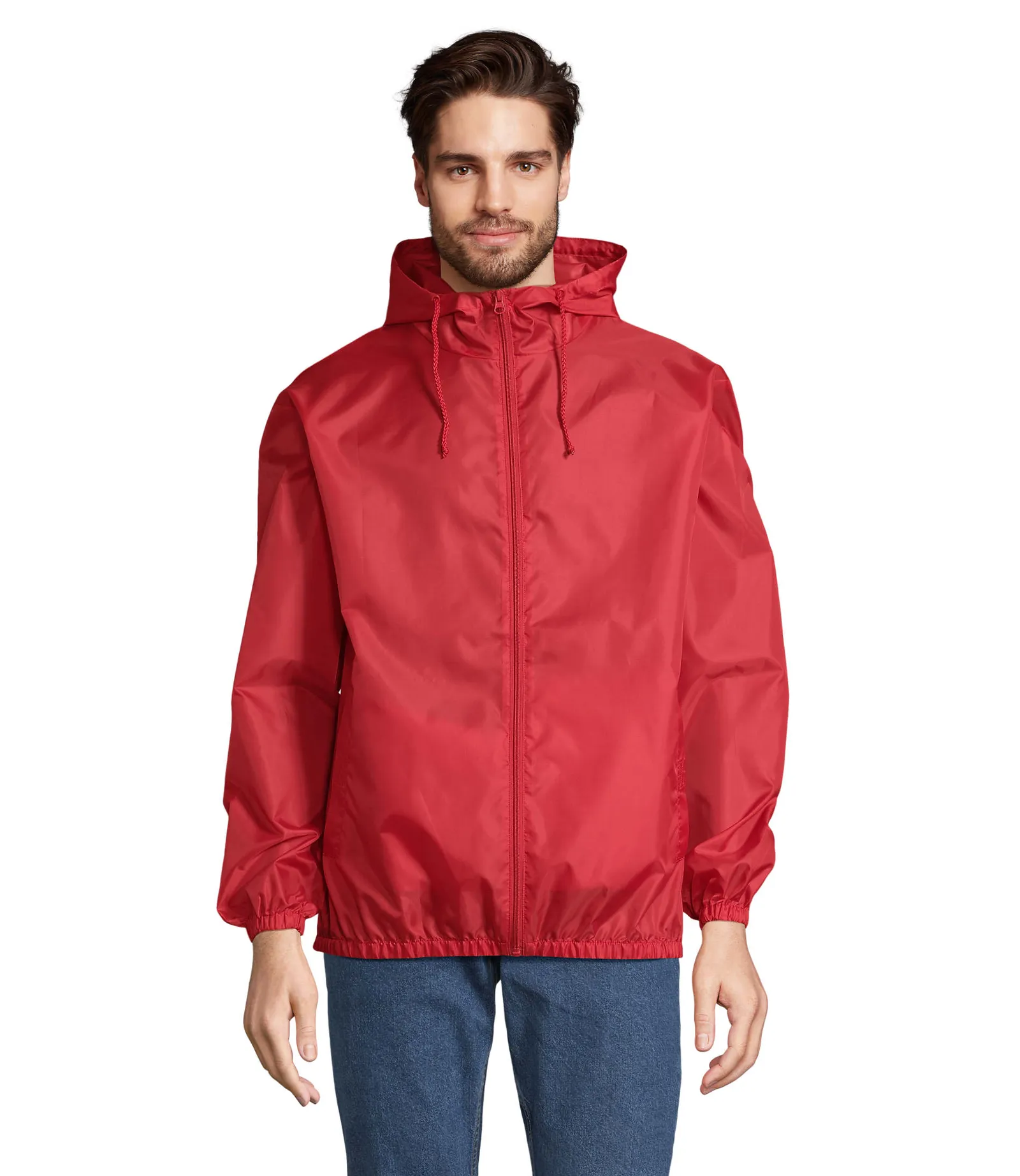 Giacca antivento SOL'S Shield, Red, su modello, fronte