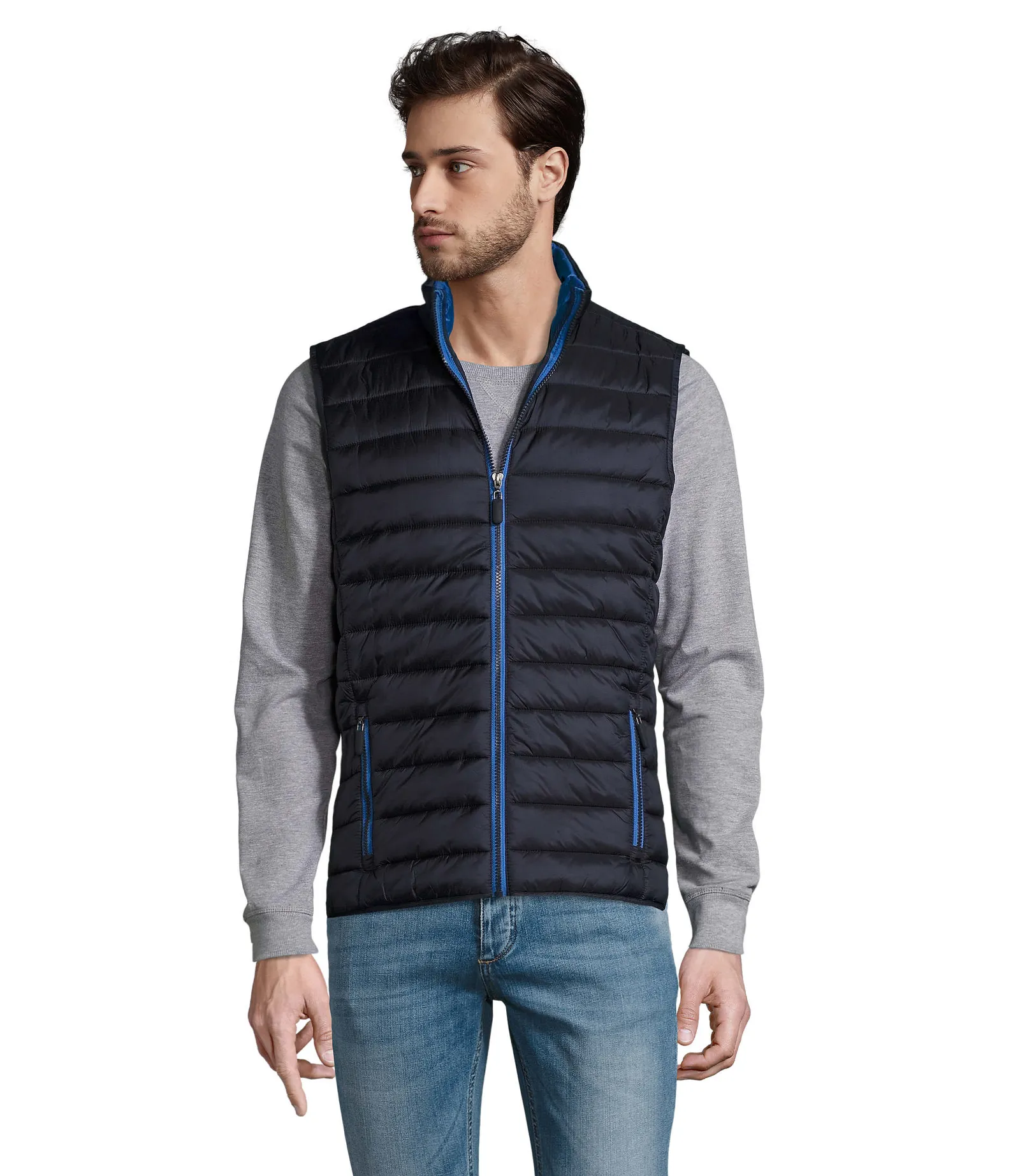 Gilet SOL'S Wave Men, Navy, su modello, fronte
