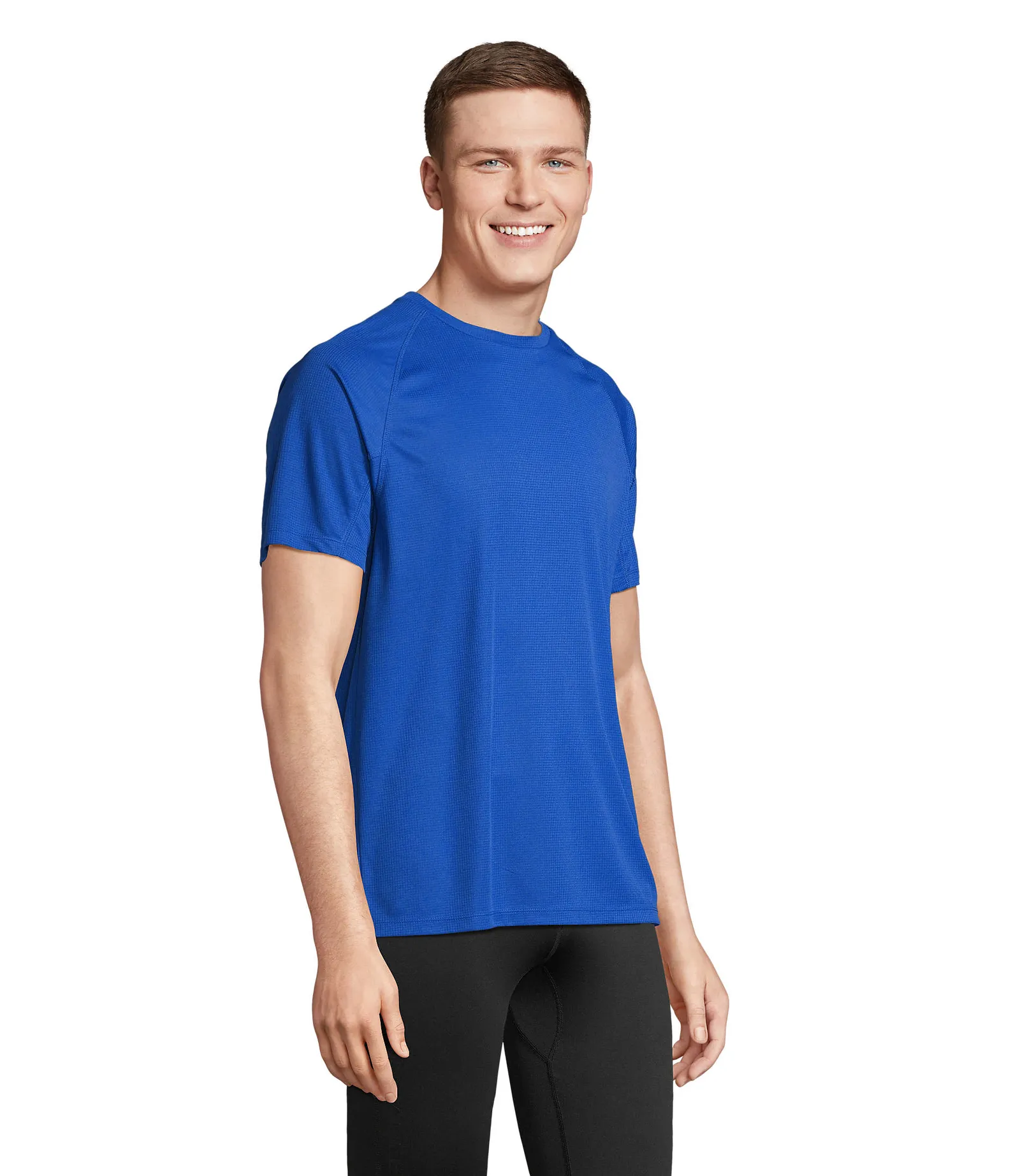 T-shirt tecnica SOL'S Vortex, Royal blue, su modello, lato