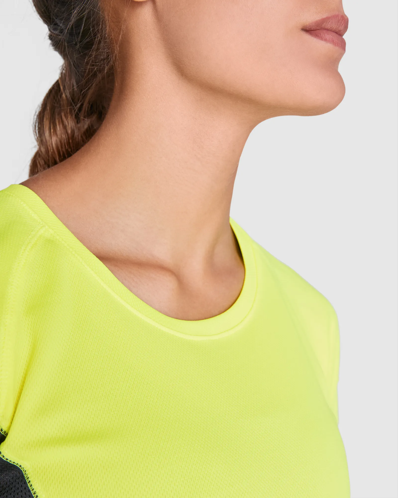 T-shirt tecnica Roly Shanghai Woman, Arancione Fluoro/Nero, dettaglio 3