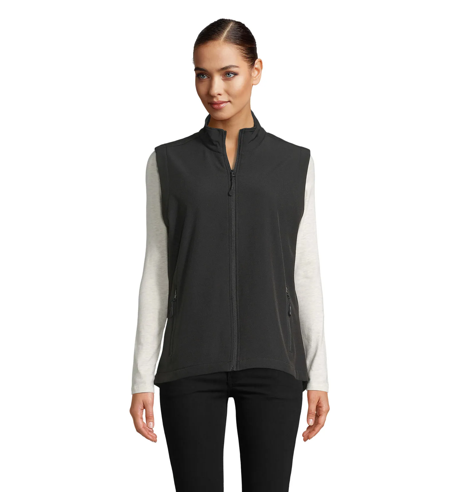 Gilet SOL'S Race BW Women, Black, su modello, fronte
