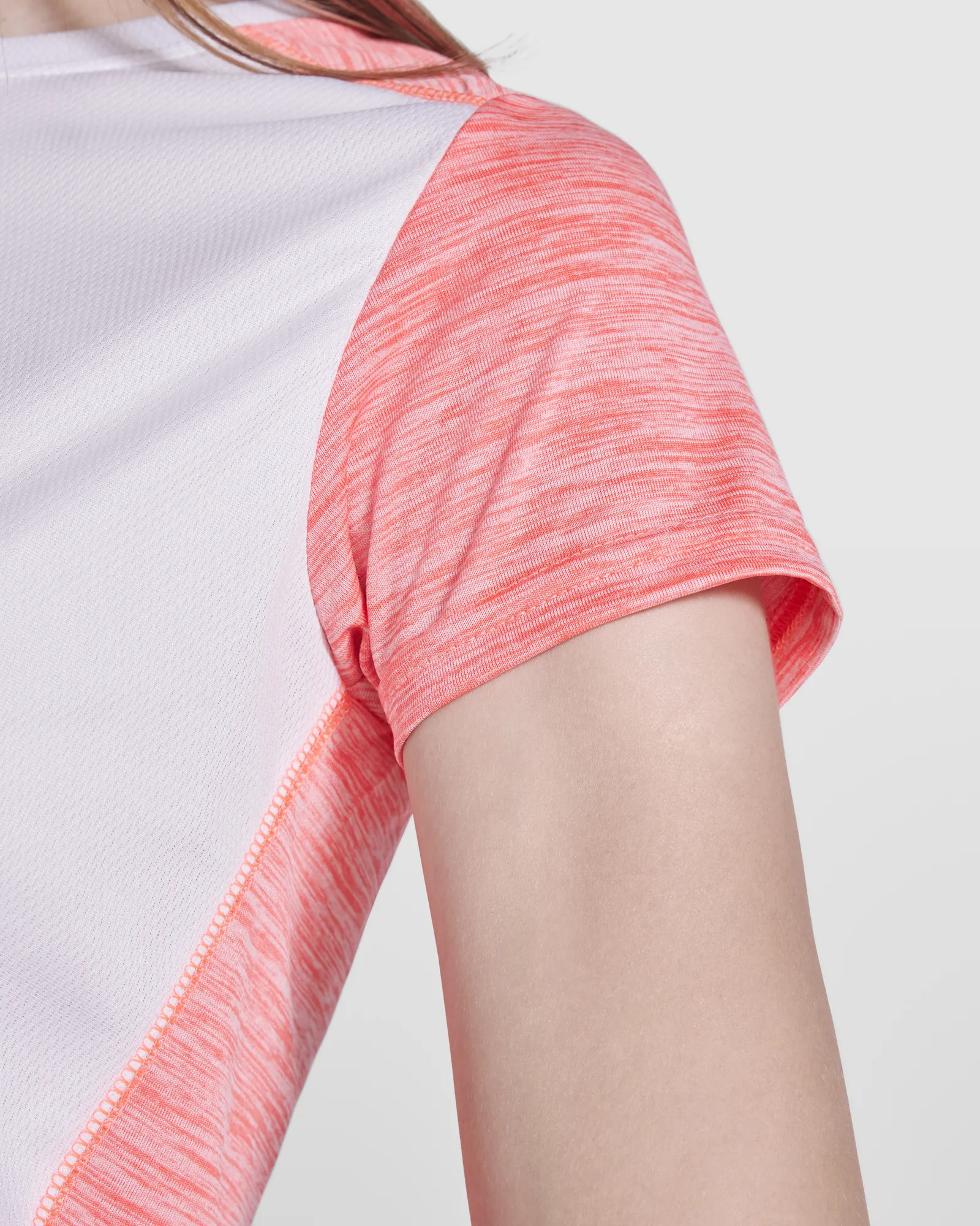 T-shirt tecnica Roly Zolder Woman, Bianco/Corallo Fluo Vigorè, dettaglio 5