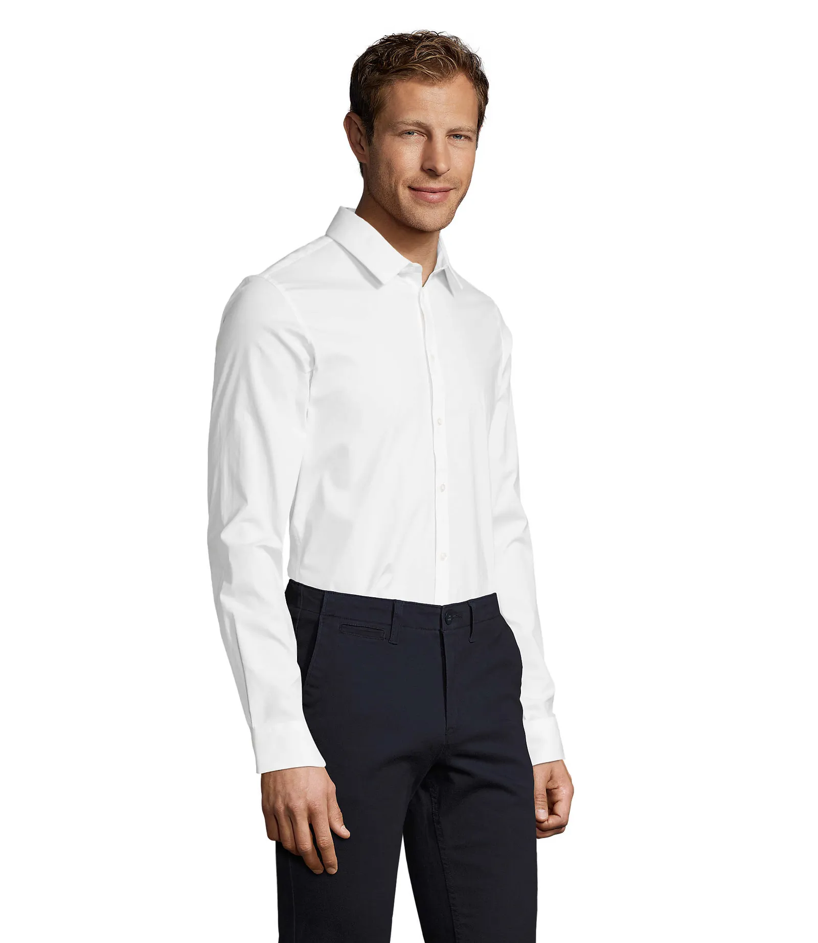 Camicia manica lunga SOL'S Blake Men, White, su modello, lato