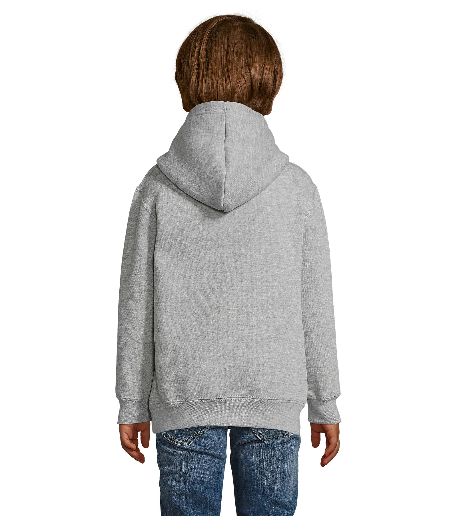 Felpa con cappuccio SOL'S Slam Kids, Grey melange, su modello, retro