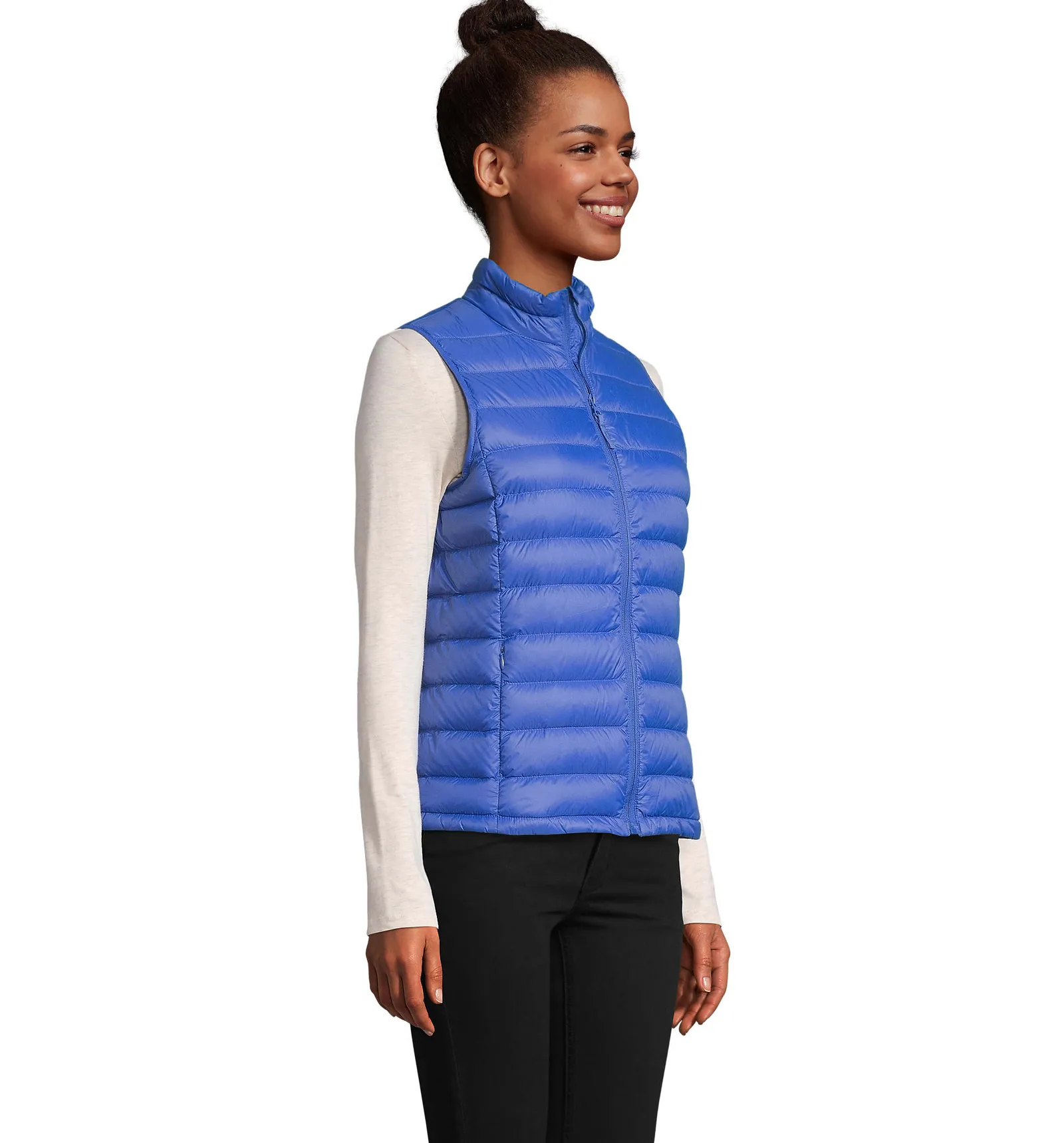 Gilet SOL'S Wilson BW Women, Royal blue, su modello, lato