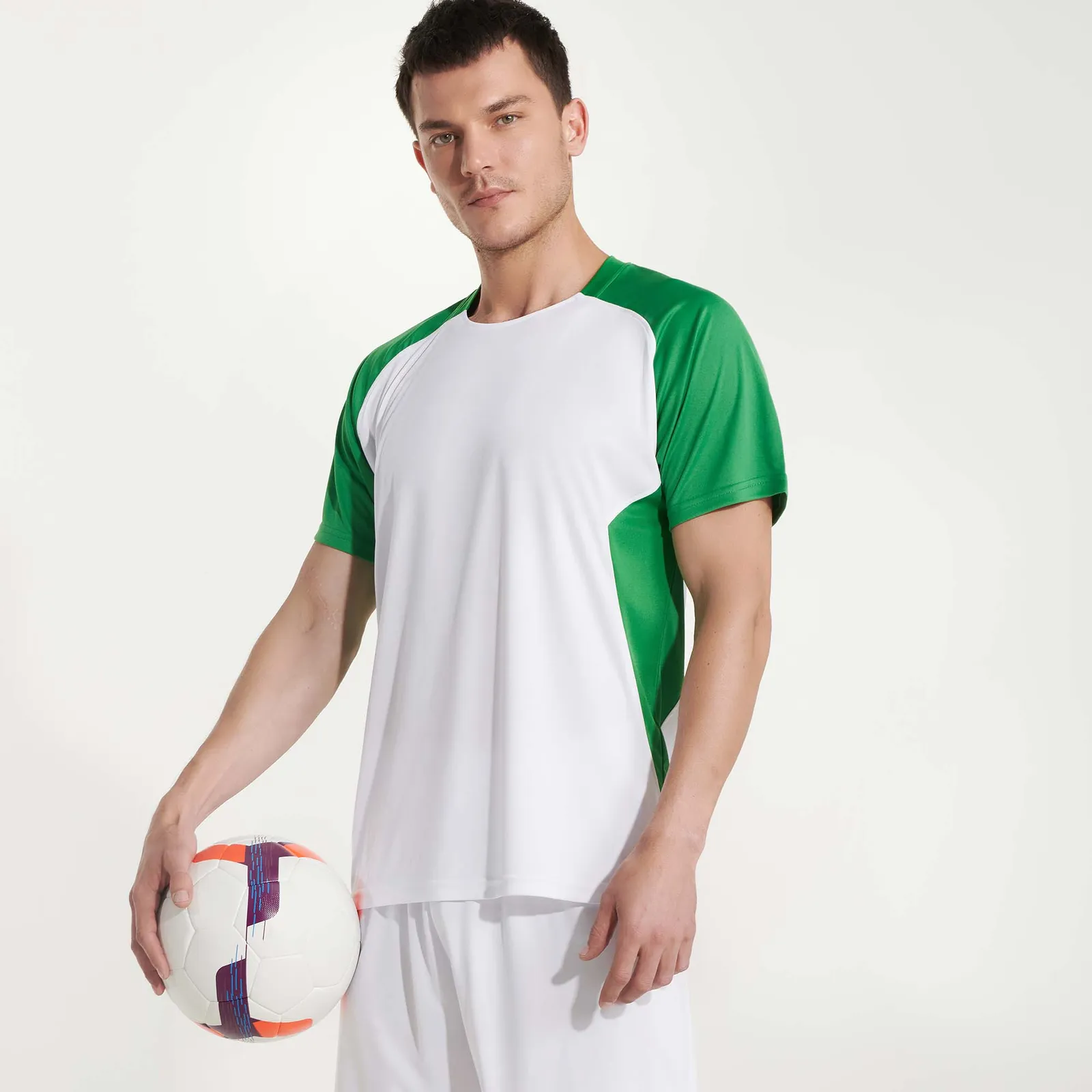 T-shirt tecnica Roly Bugatti, Bianco/Verde Felce