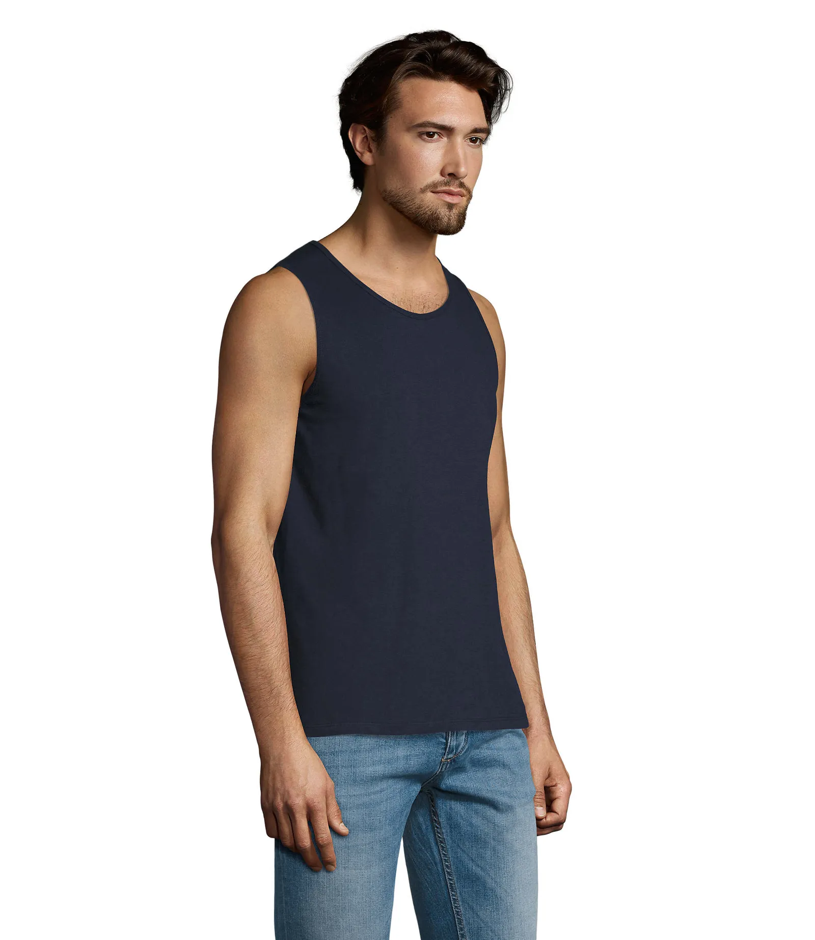Canotta SOL'S Justin, French navy, su modello, lato