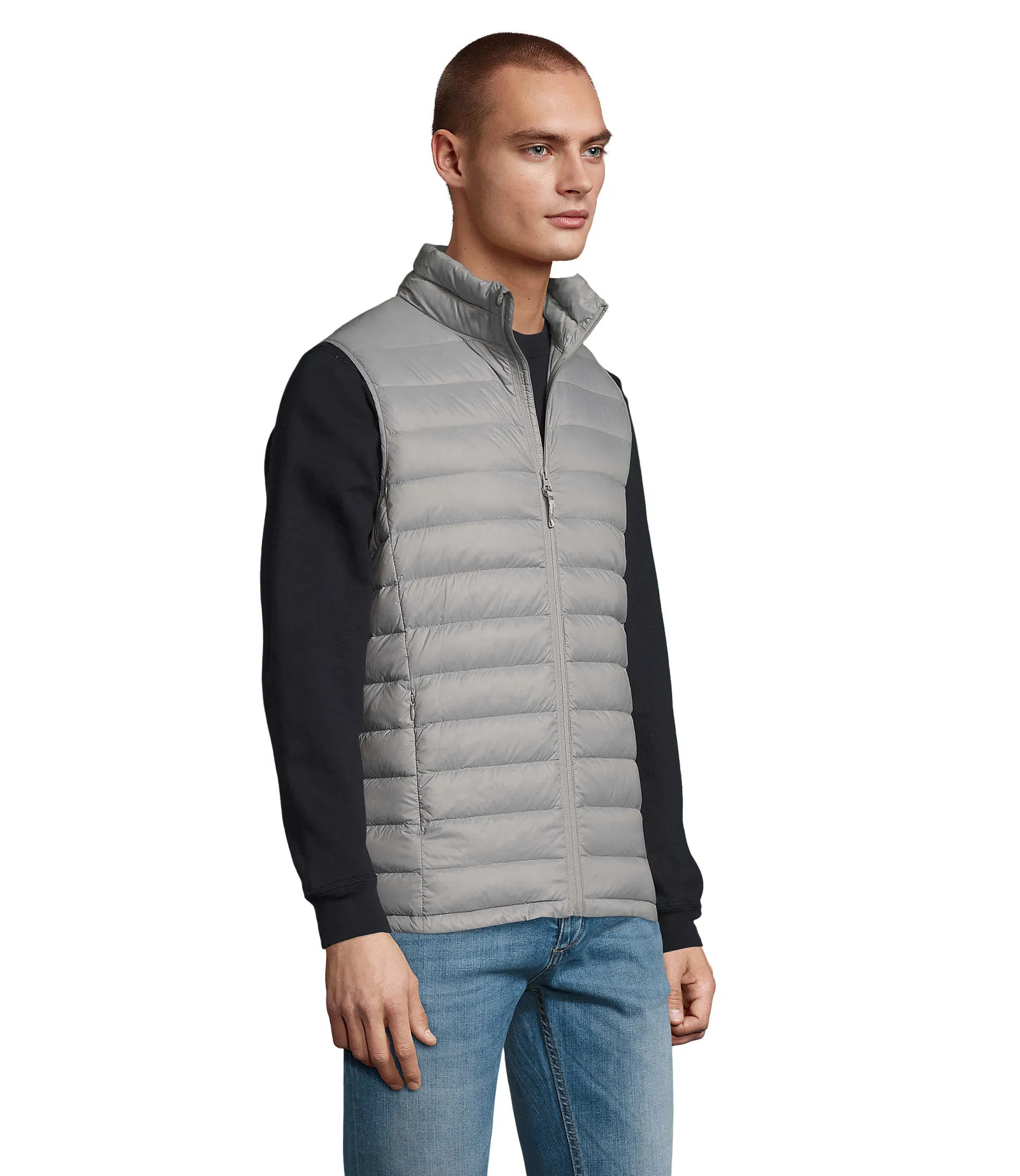 Gilet SOL'S Wilson BW Men, Metal grey, su modello, lato