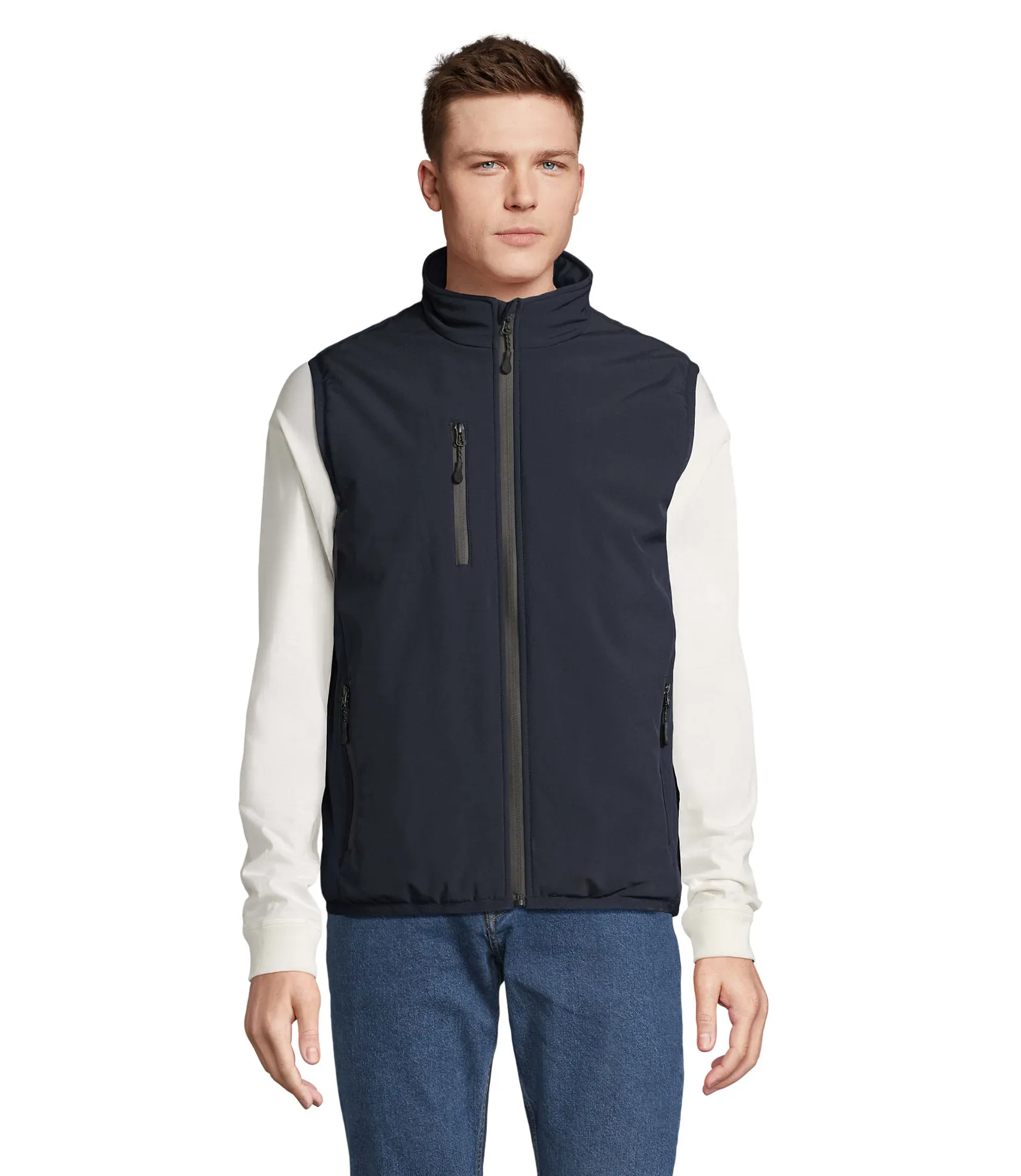 Gilet SOL'S Falcon Padded BW, Abyss blue, su modello, fronte
