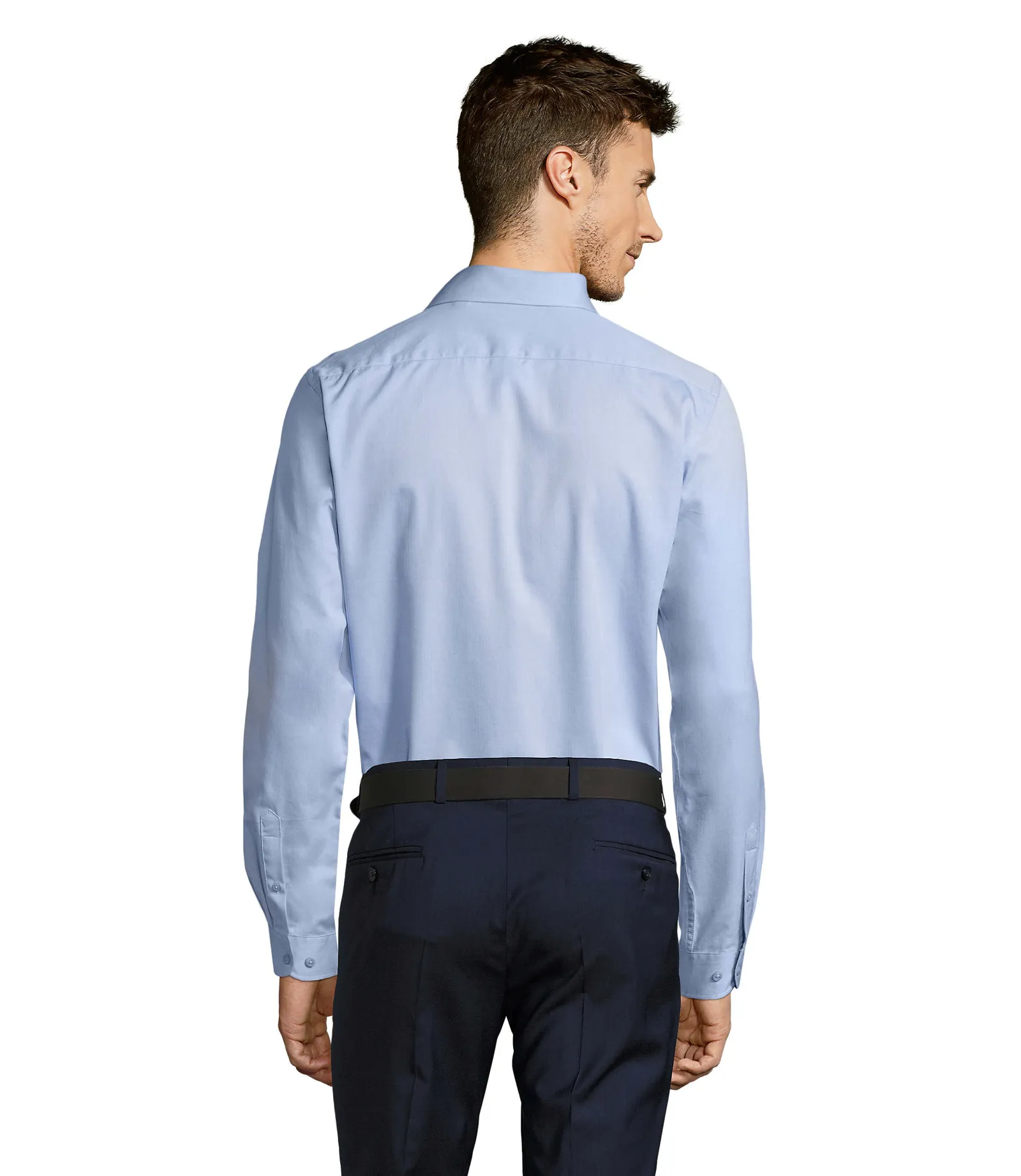 Camicia manica lunga SOL'S Brody Men, Sky blue, su modello, retro