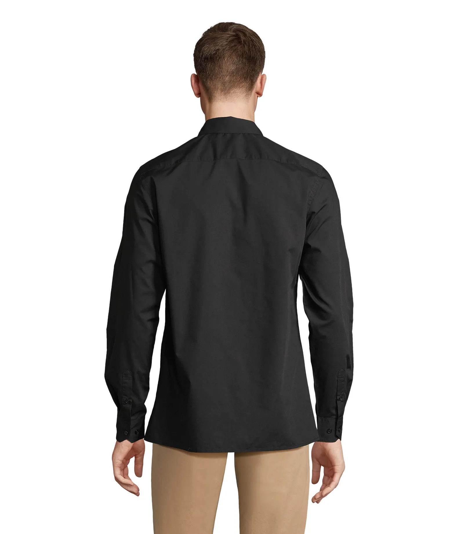 Camicia manica lunga SOL'S Bailey Men, Black, su modello, retro