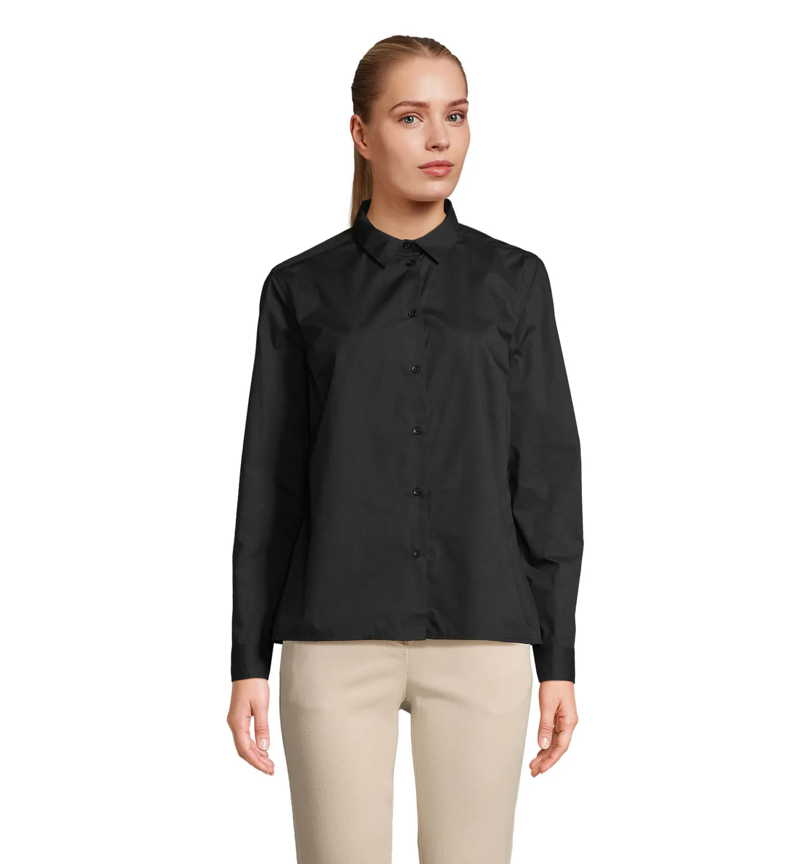Camicia manica lunga SOL'S Bailey Women, Black, su modello, fronte