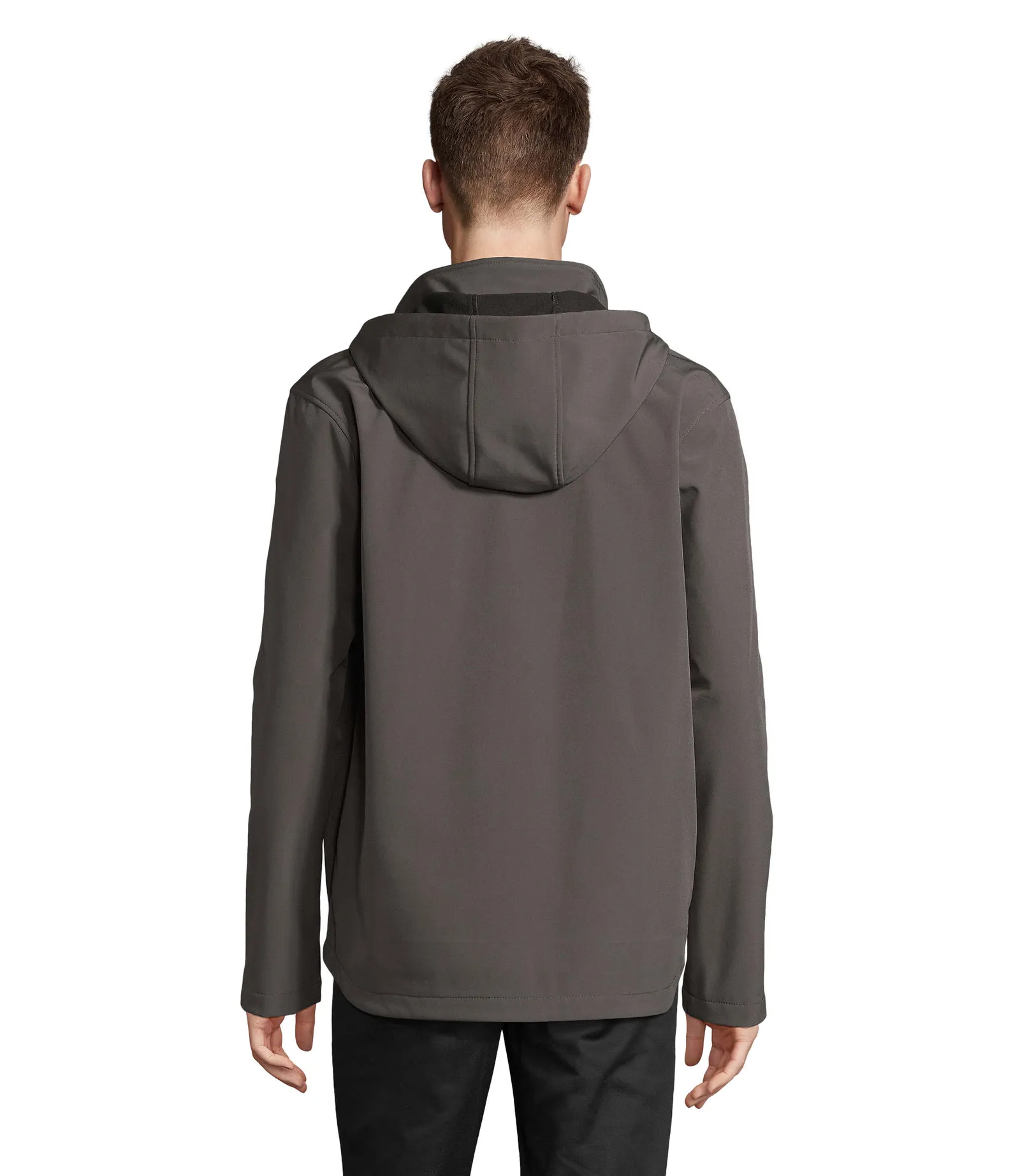 Softshell SOL'S Race Hooded Men, Charcoal grey, su modello, retro