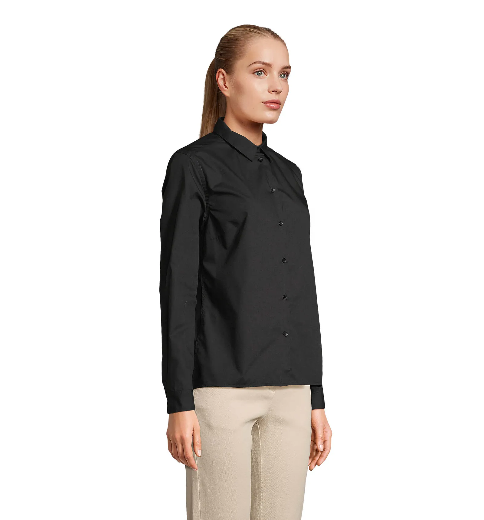 Camicia manica lunga SOL'S Bailey Women, Black, su modello, lato