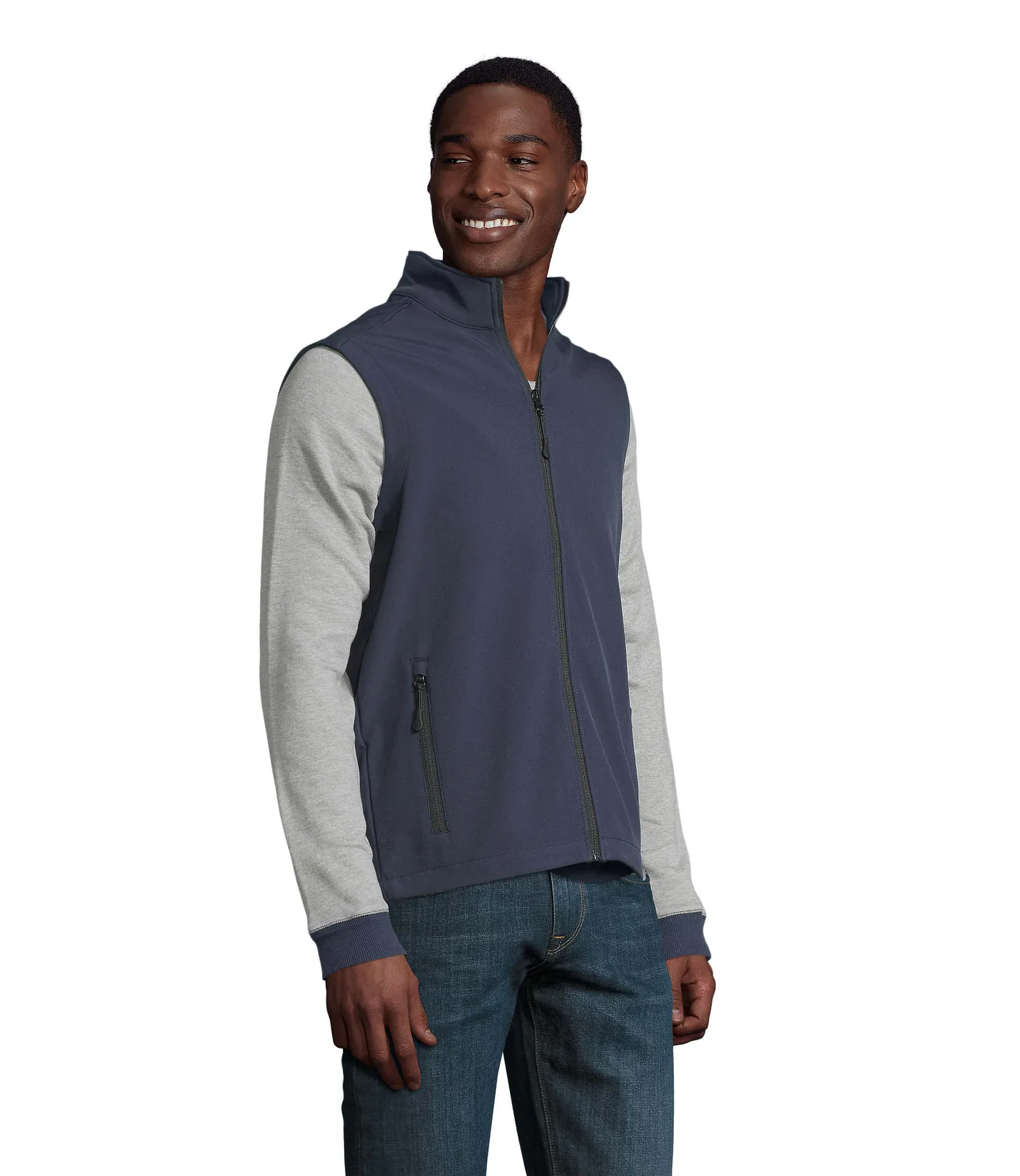 Gilet SOL'S Race BW Men, French navy, su modello, lato