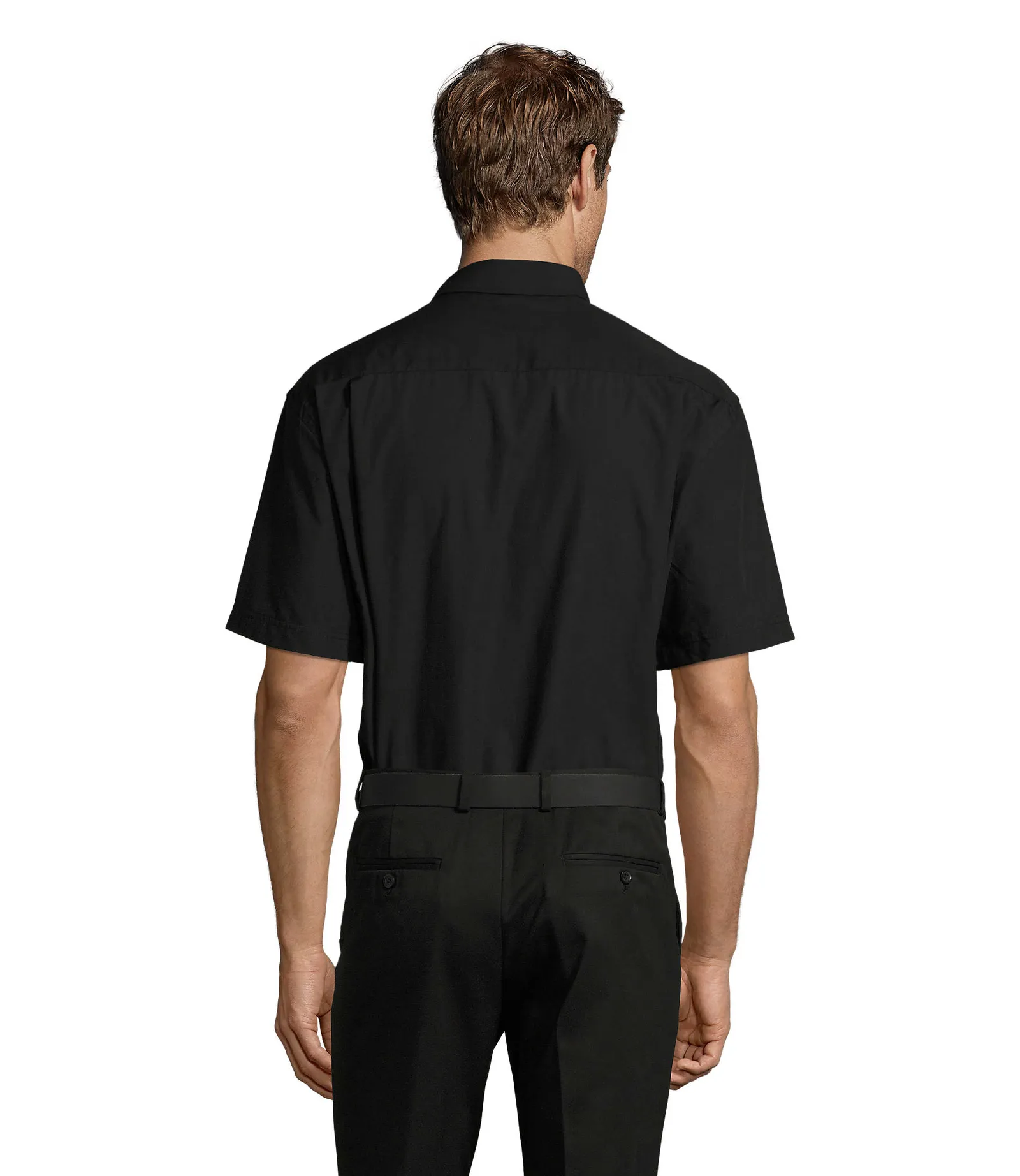 Camicia manica corta SOL'S Bristol, Black, su modello, retro