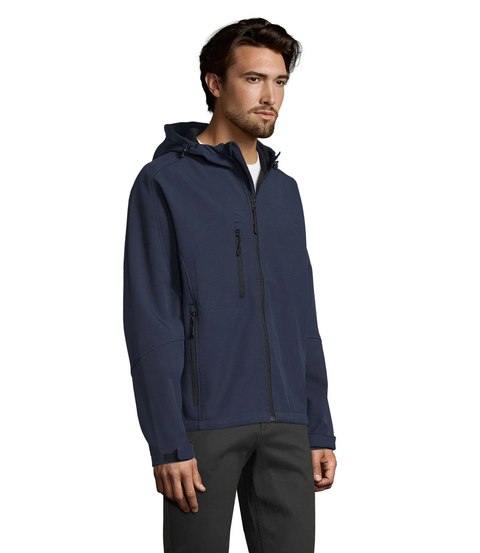 Softshell SOL'S Replay Men, French navy, su modello, lato
