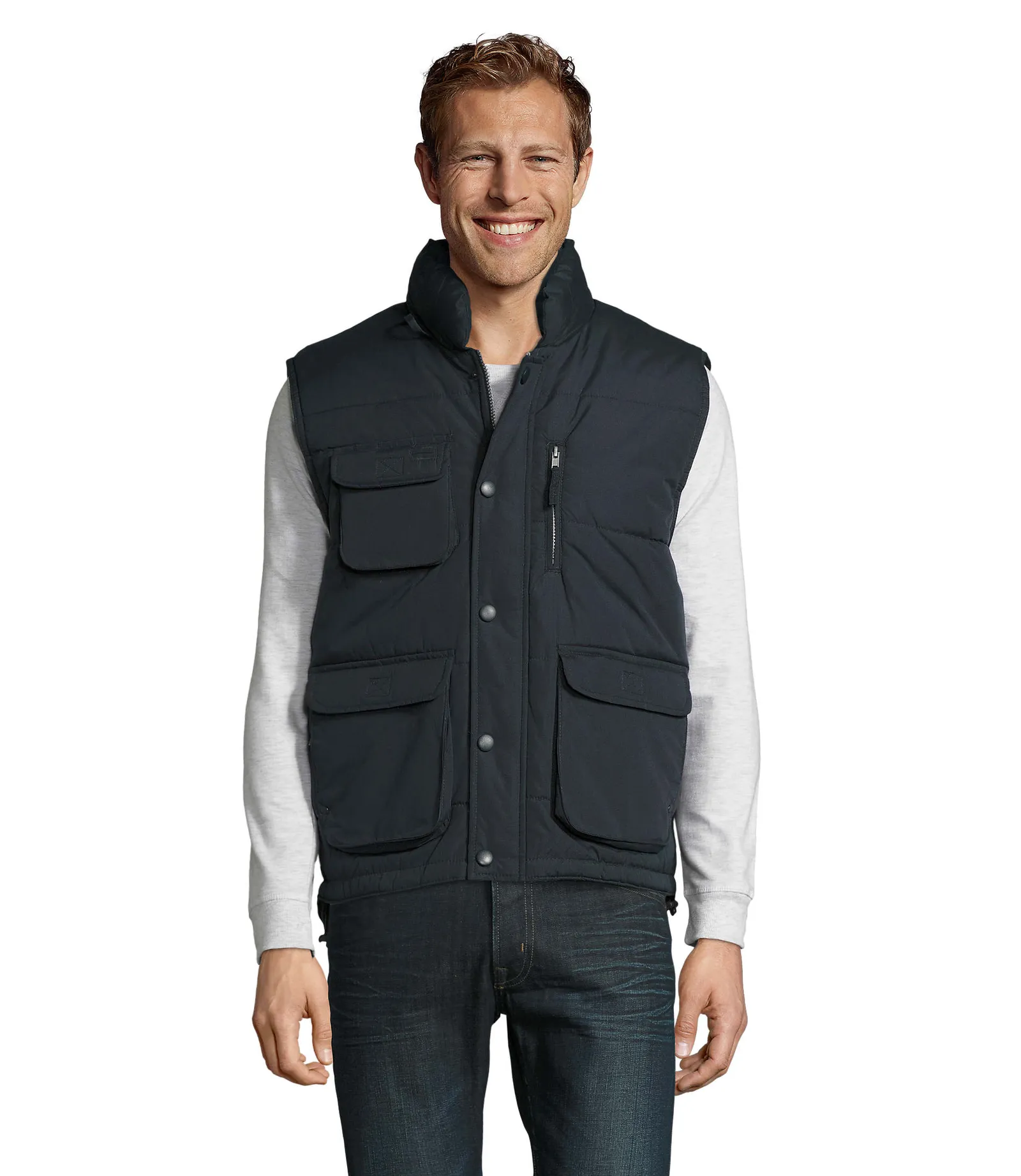 Gilet SOL'S Viper, Navy, su modello, fronte