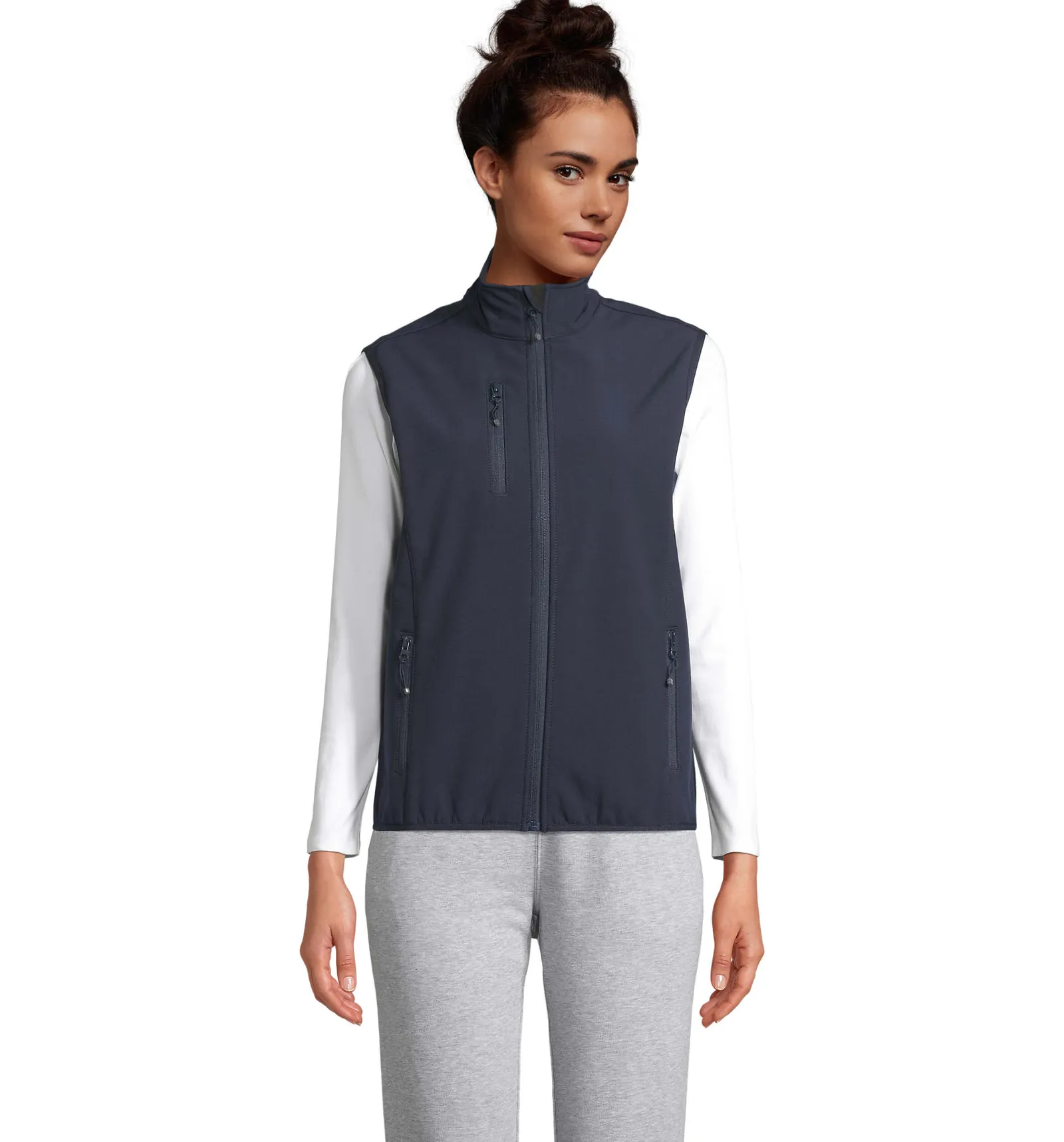 Gilet SOL'S Falcon BW Women, Abyss blue, su modello, fronte