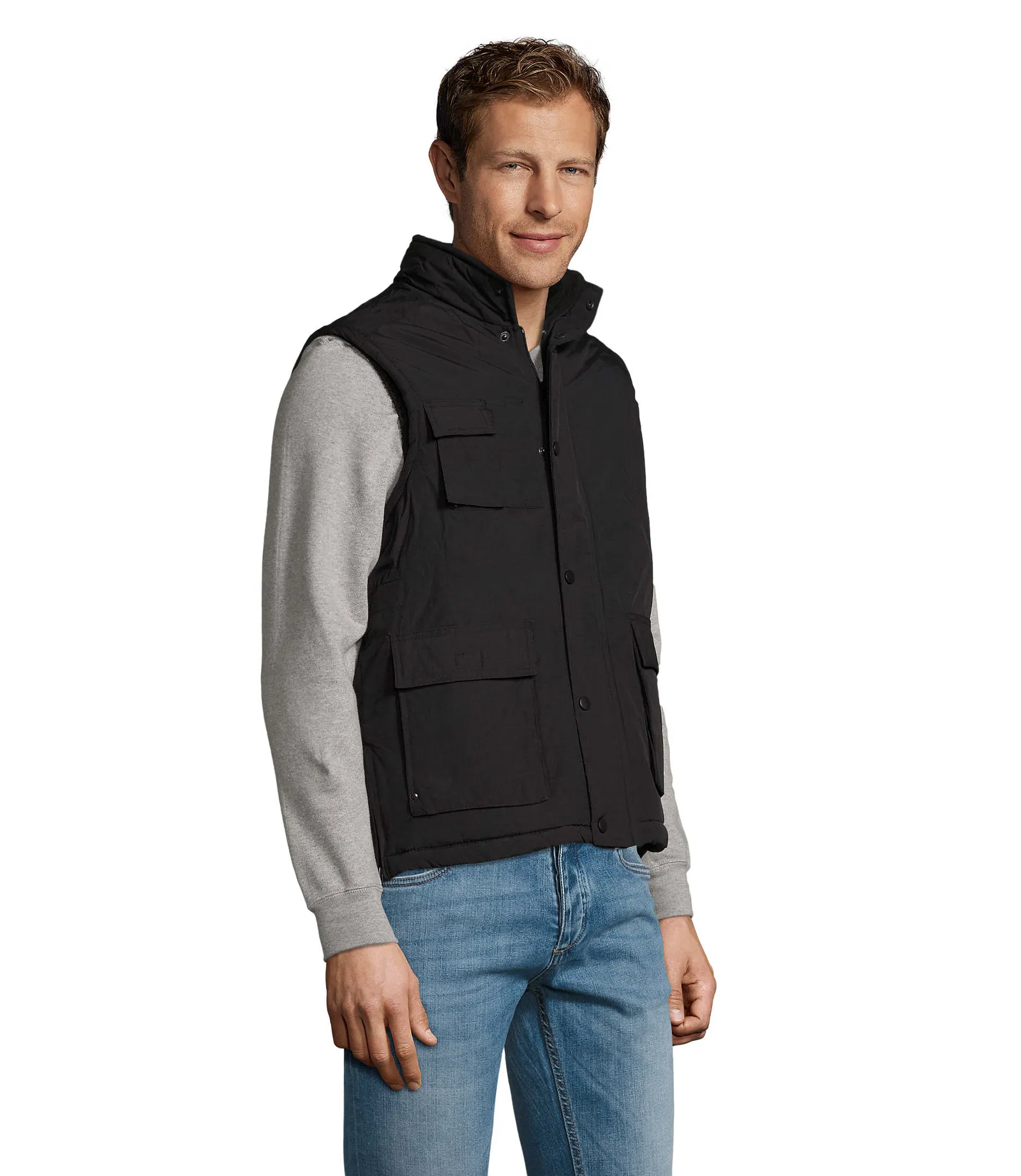 Gilet SOL'S Wells, Black, su modello, lato
