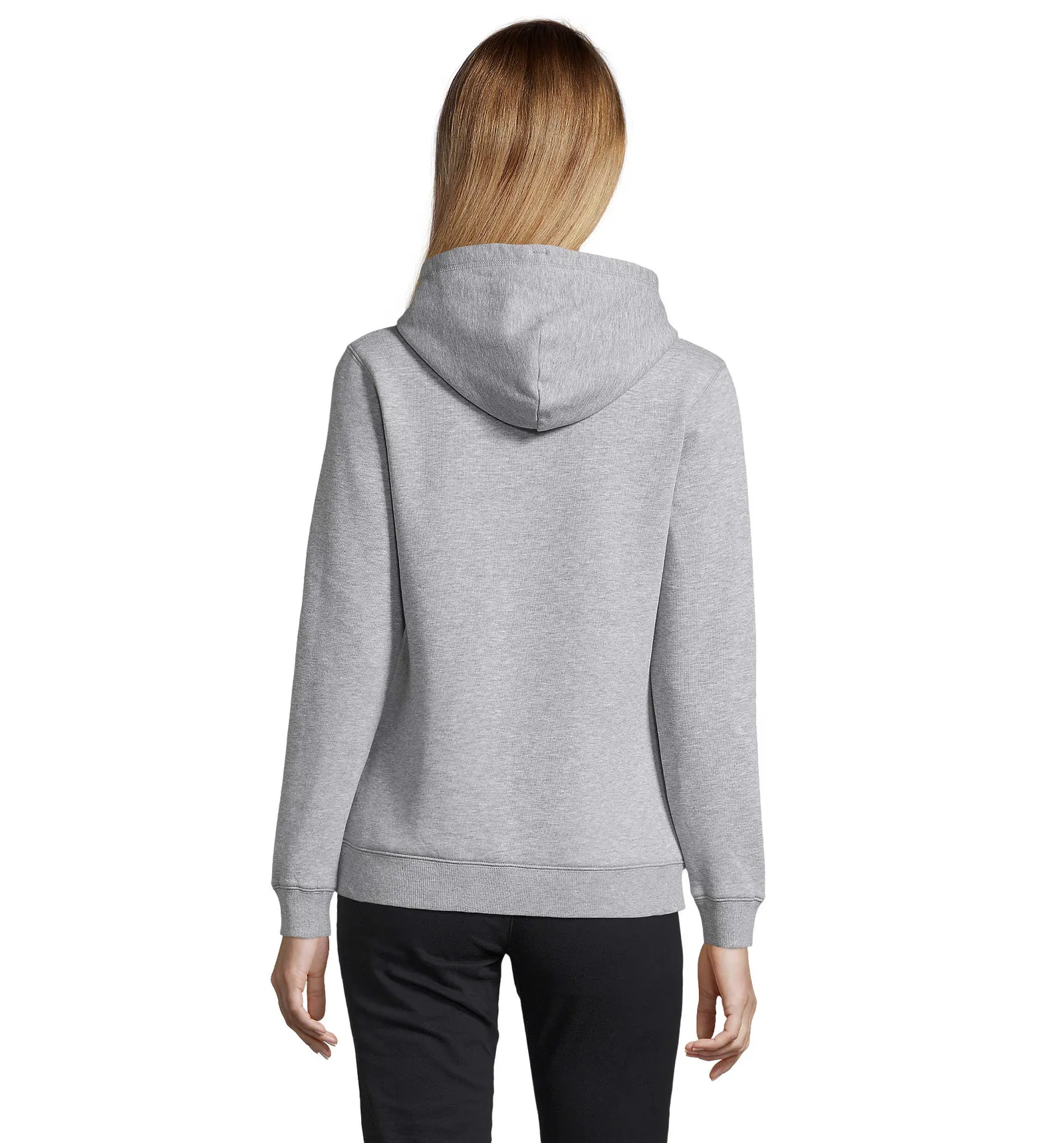 Felpa con cappuccio SOL'S Spencer Women, Grey melange 2, su modello, retro