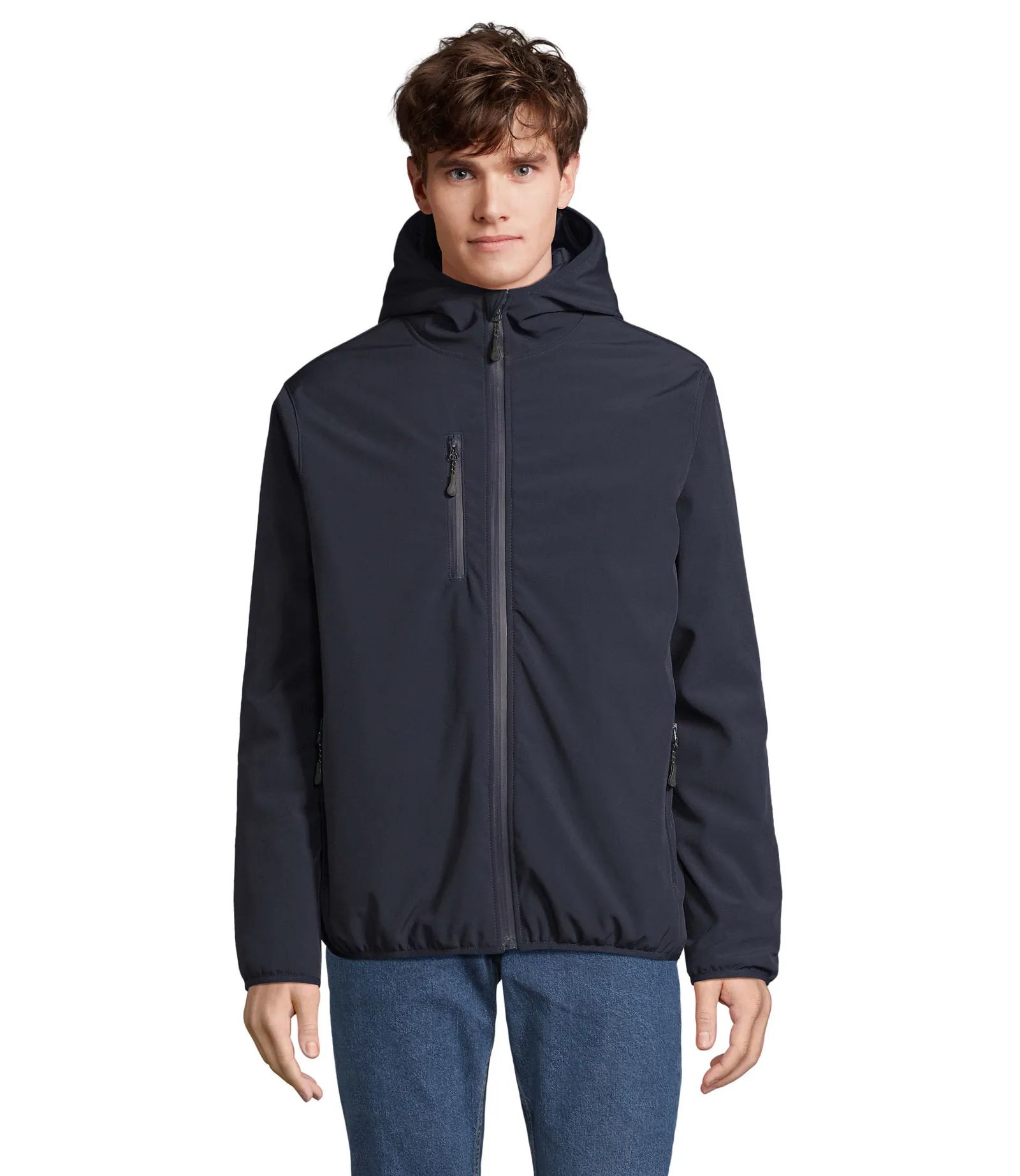 Softshell SOL'S Falcon Padded Men, Abyss blue, su modello, fronte