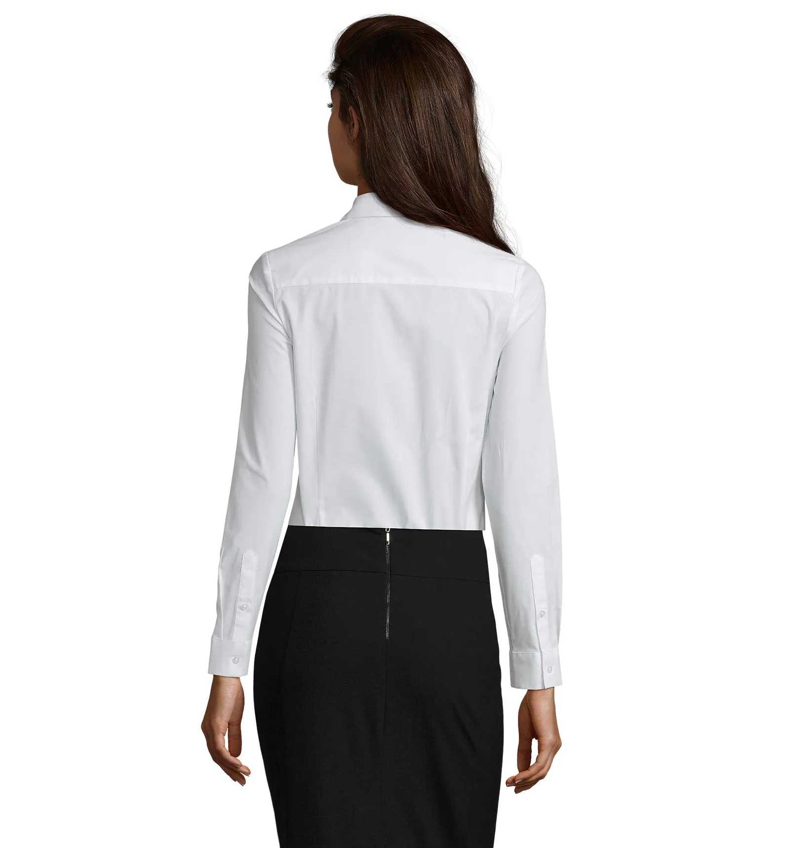 Camicia manica lunga SOL'S Blake Women, White, su modello, retro