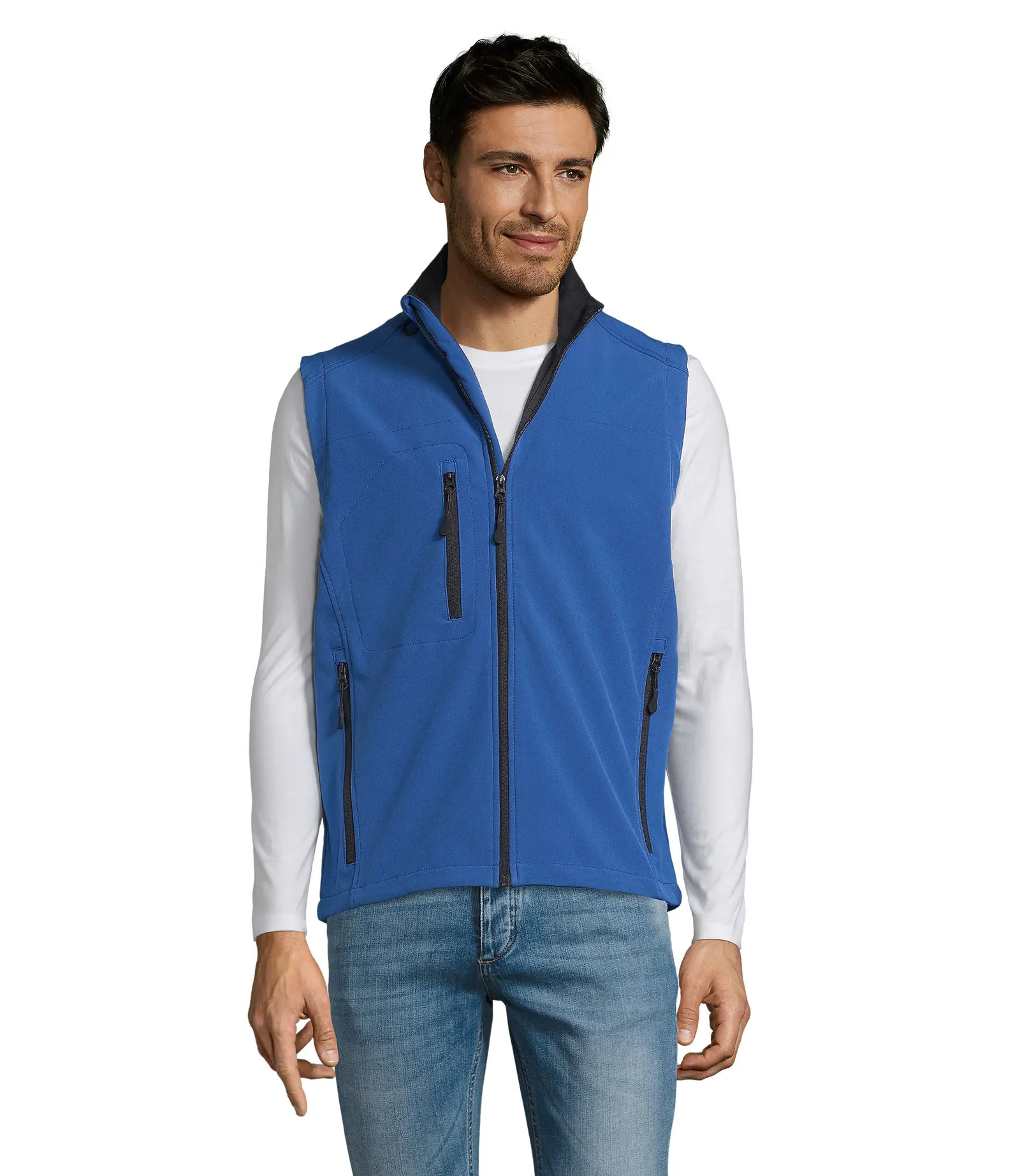 Gilet SOL'S Rallye Men, Royal blue, su modello, fronte