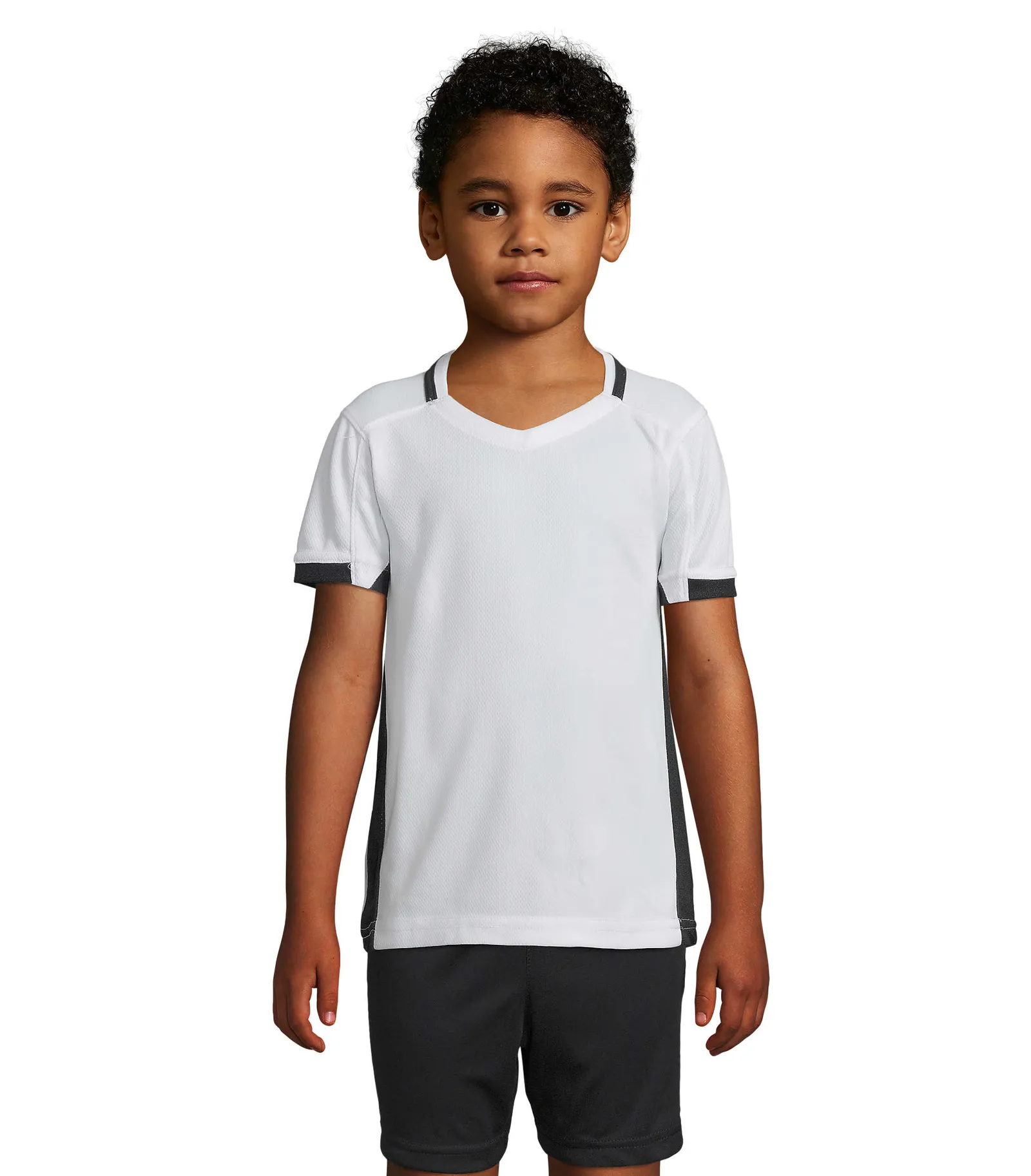 T-shirt tecnica SOL'S Classico Kids, White/black, su modello, fronte