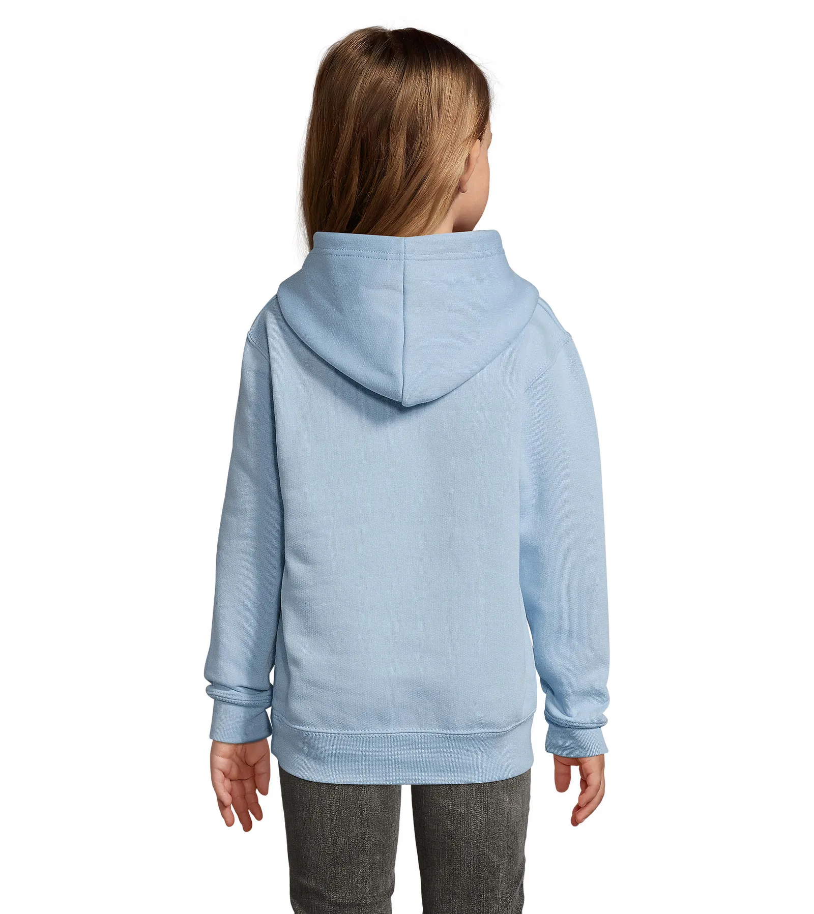 Felpa con cappuccio SOL'S Slam Kids, Sky blue, su modello, retro
