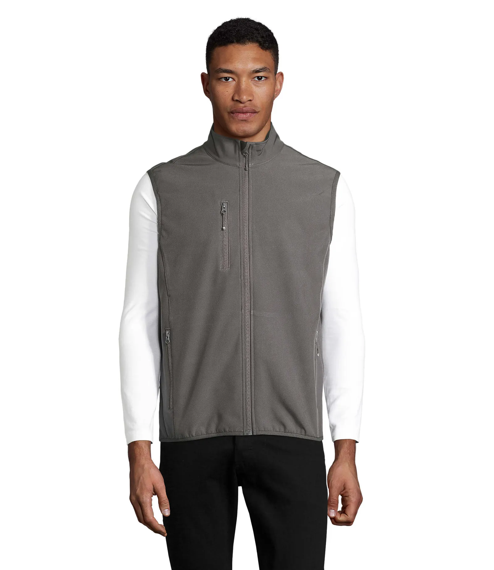 Gilet SOL'S Falcon BW Men, Charcoal grey, su modello, fronte