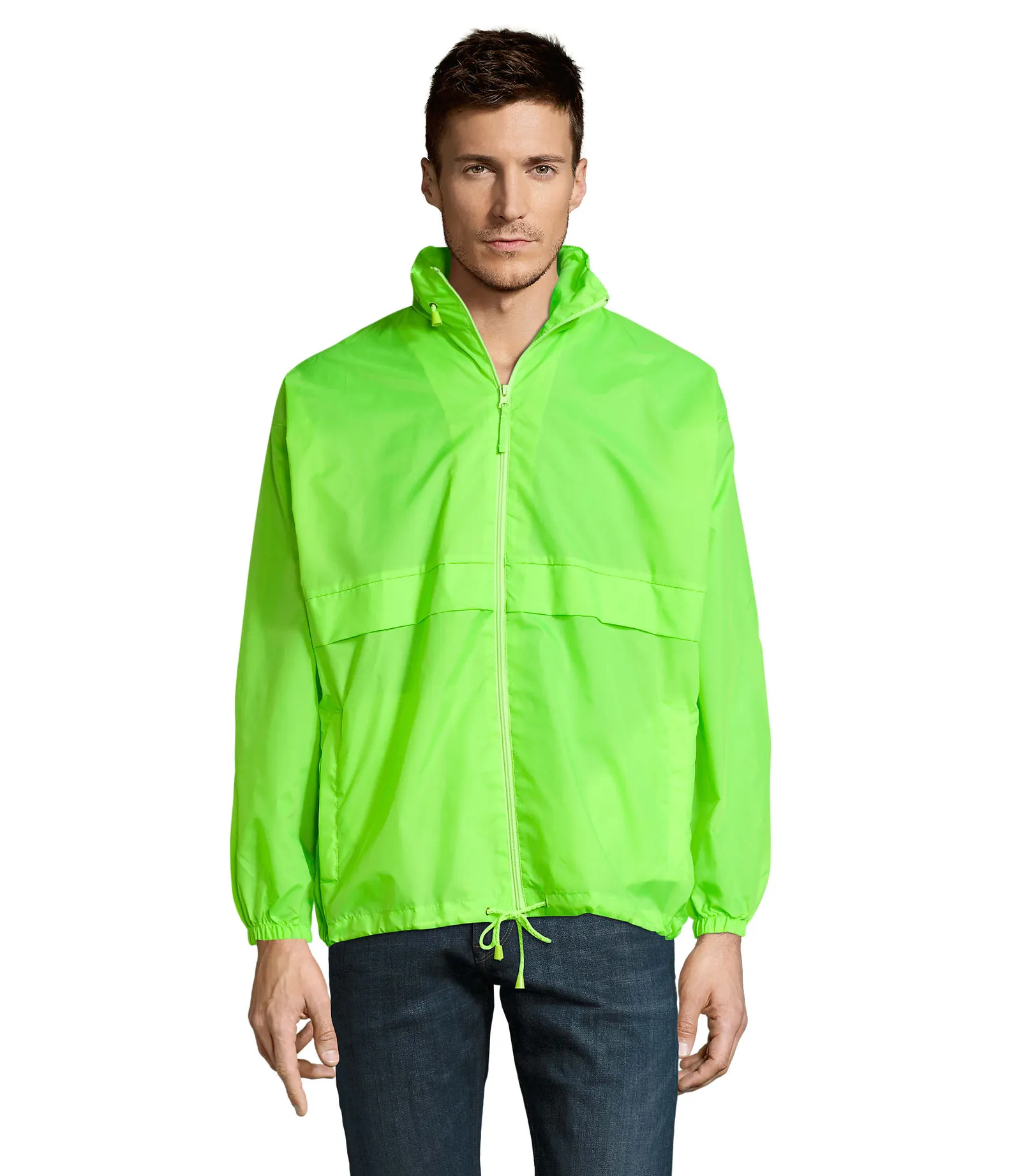 Giacca antivento SOL'S Surf, Neon lime, su modello, fronte