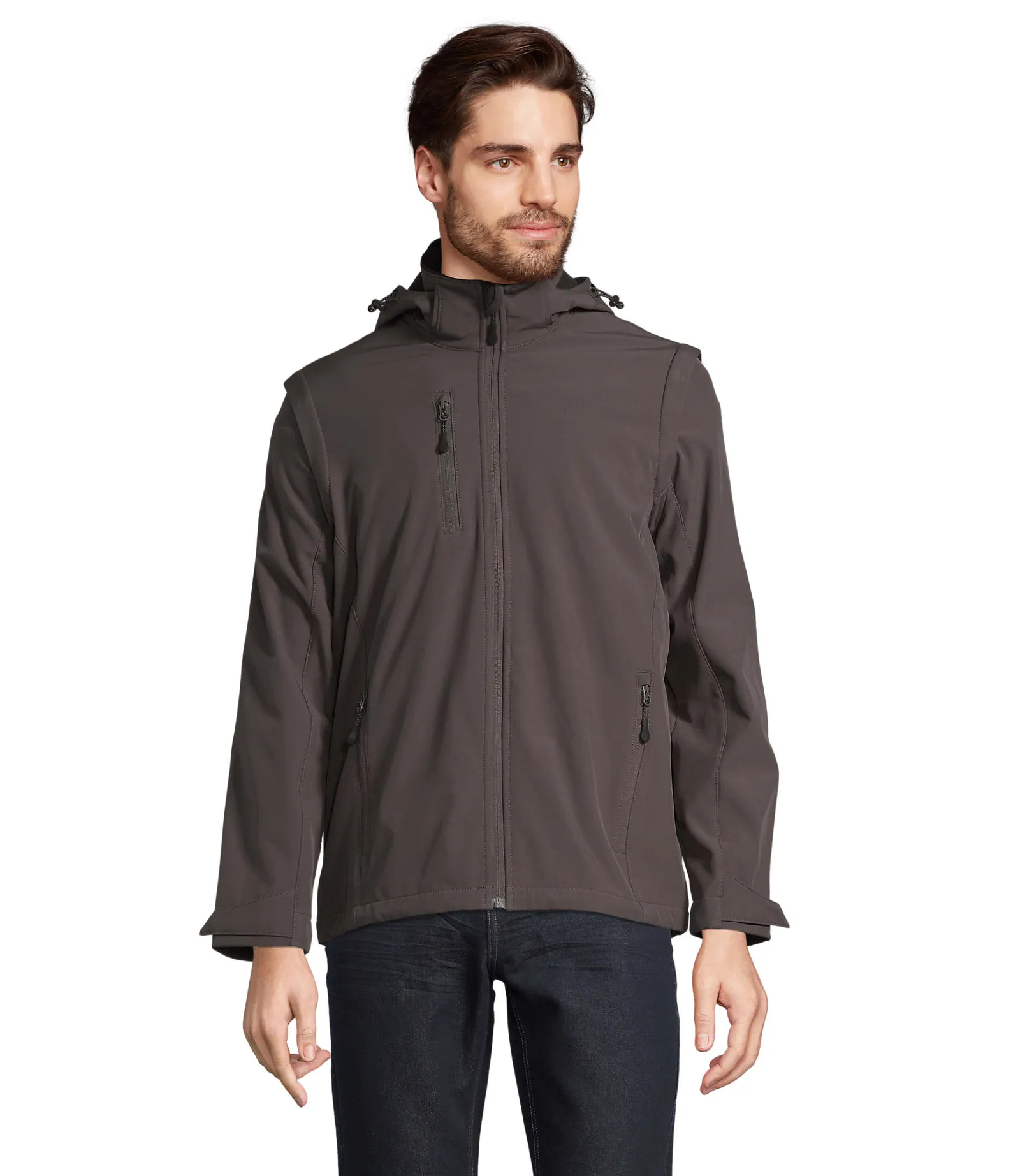 Softshell SOL'S Falcon 3in1, Charcoal grey, su modello, fronte