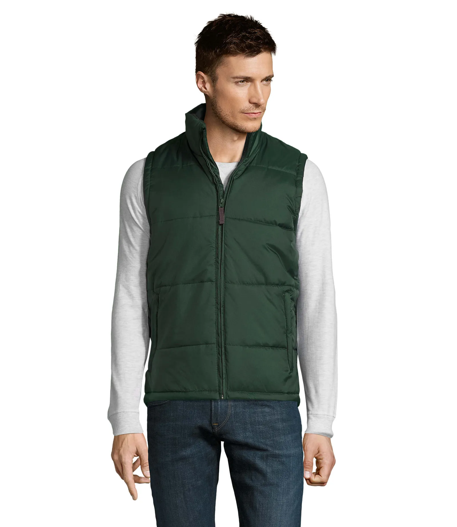 Gilet SOL'S Warm, Forest green, su modello, fronte