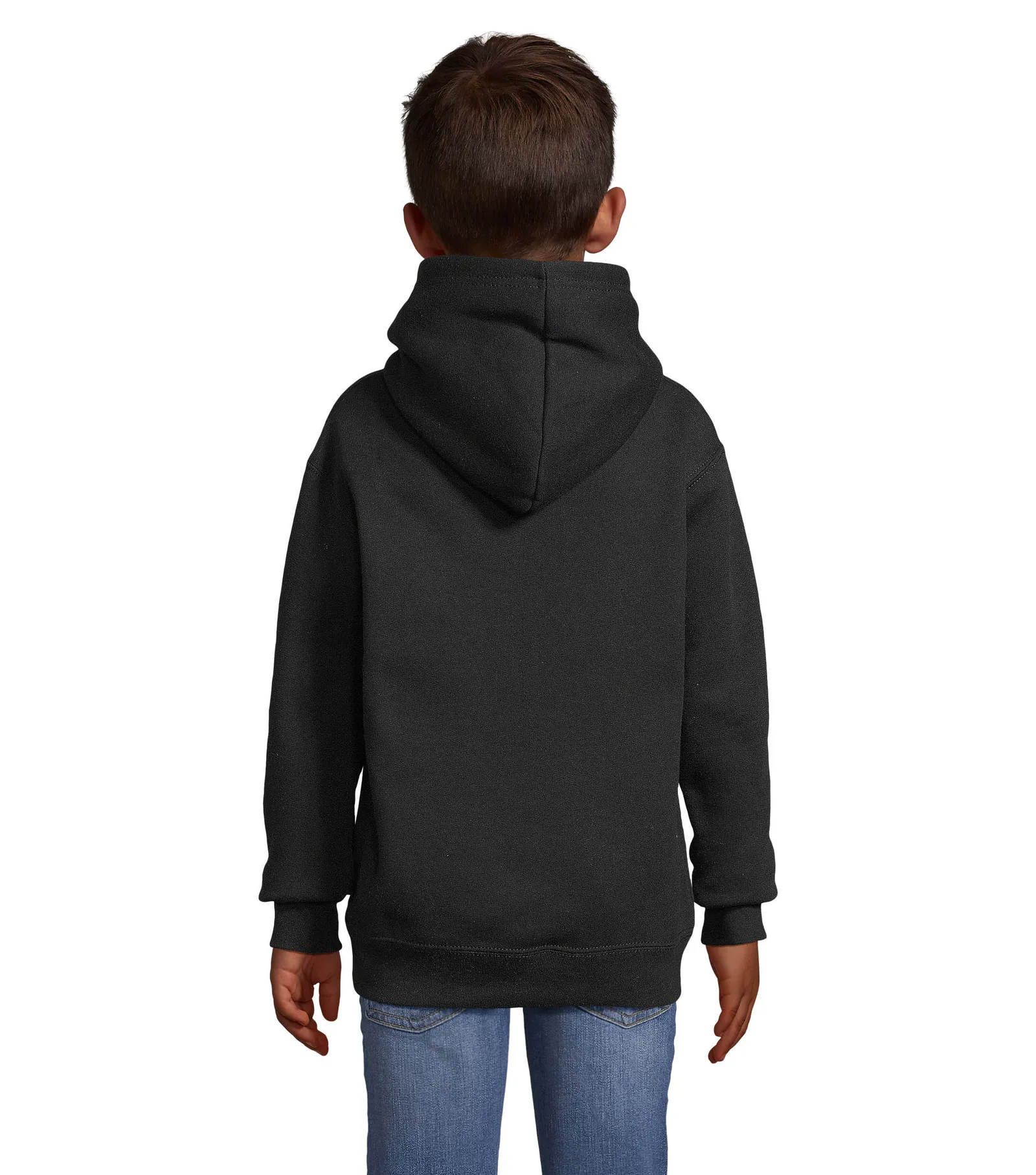 Felpa con cappuccio SOL'S Slam Kids, Black, su modello, retro