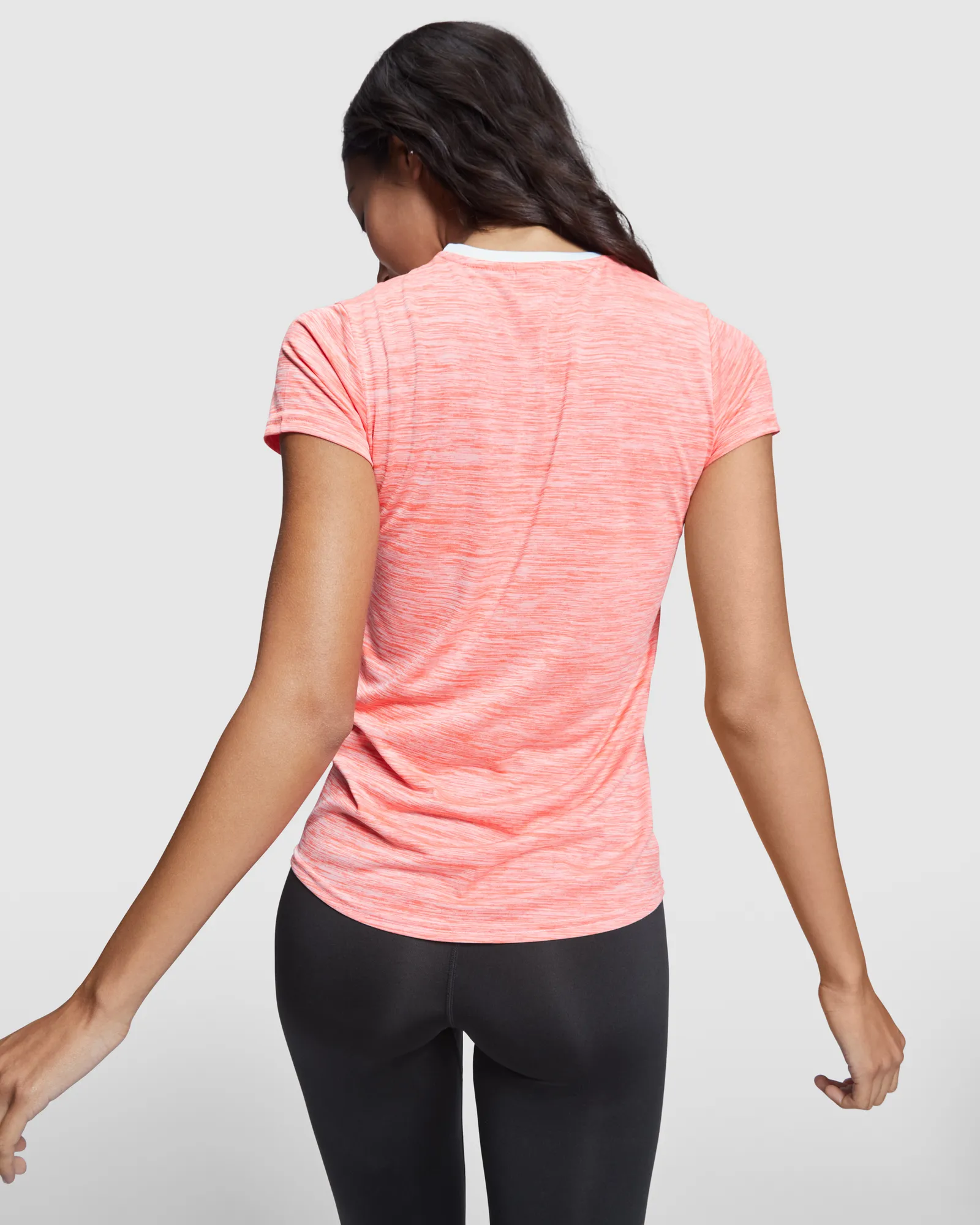 T-shirt tecnica Roly Zolder Woman, Bianco/Corallo Fluo Vigorè, dettaglio 6