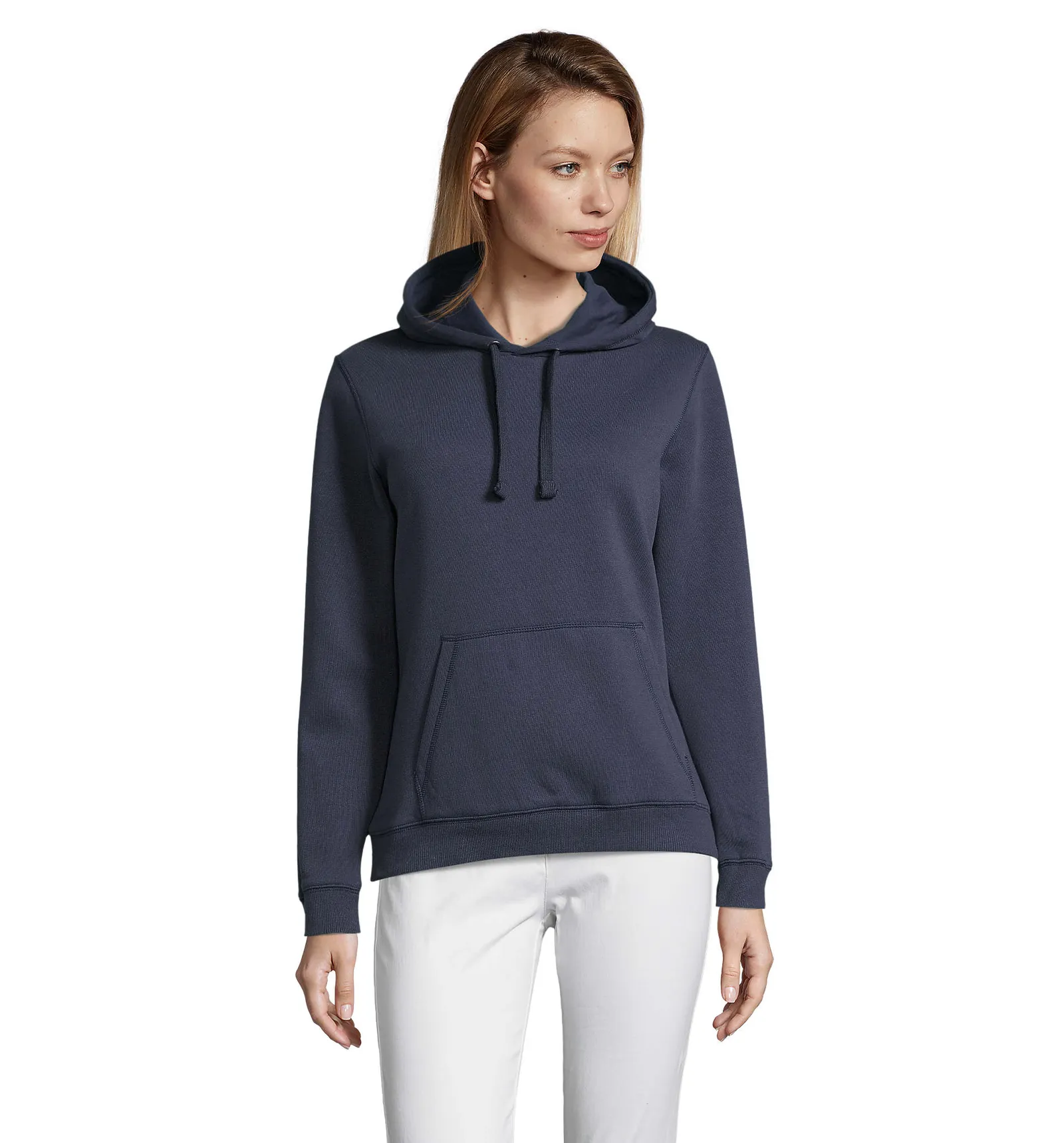 Felpa con cappuccio SOL'S Spencer Women, French navy, su modello, fronte