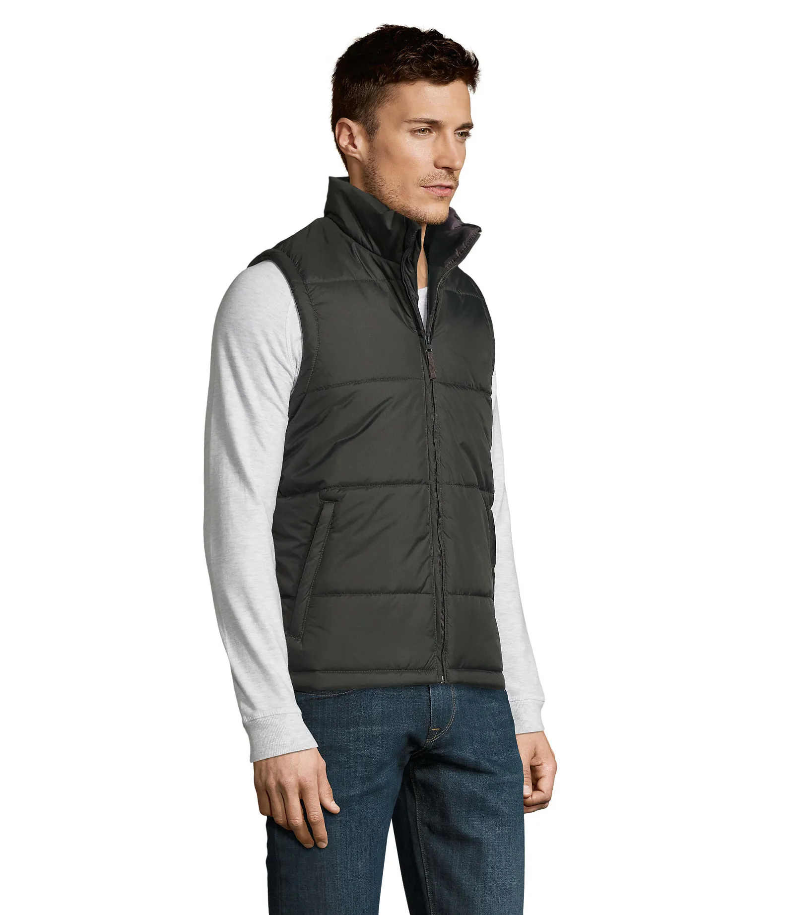 Gilet SOL'S Warm, Charcoal grey, su modello, lato