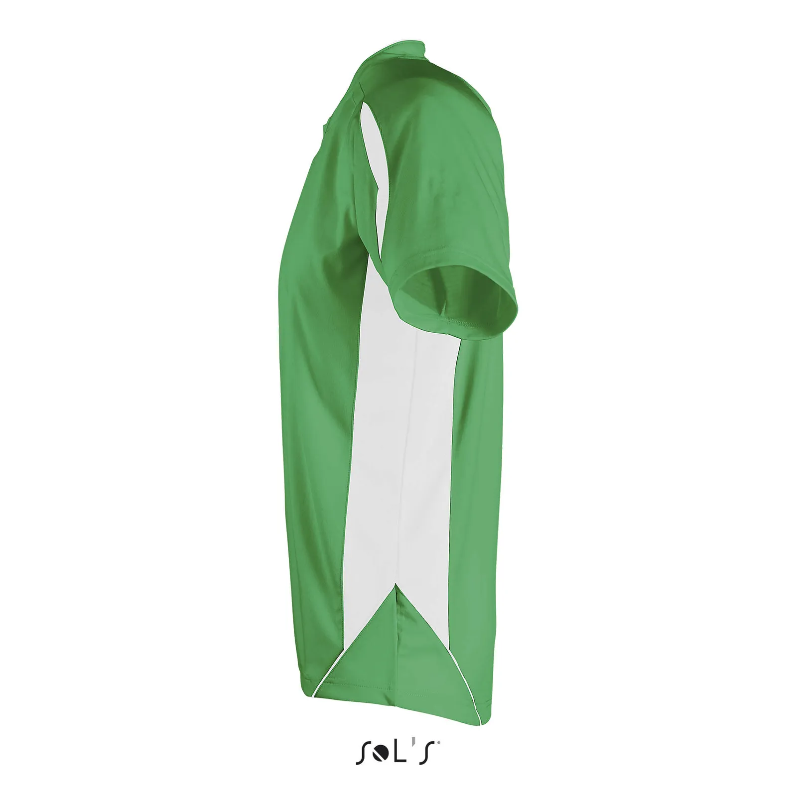T-shirt tecnica SOL'S Maracana 2 Kids Ssl, Bright green/white, su modello, lato